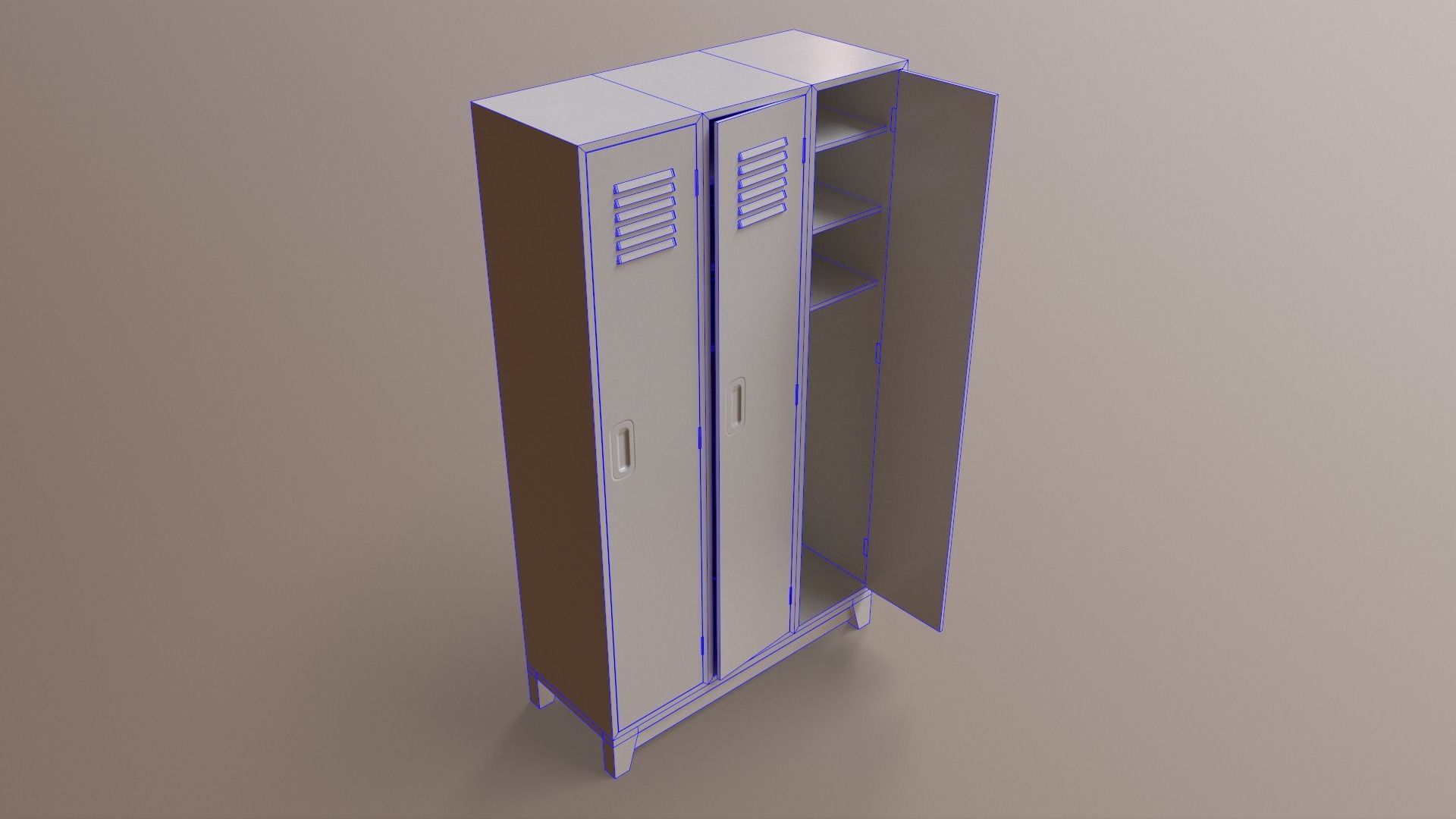 PBR School Gym Locker 08 - Red Low-poly 3D model_27