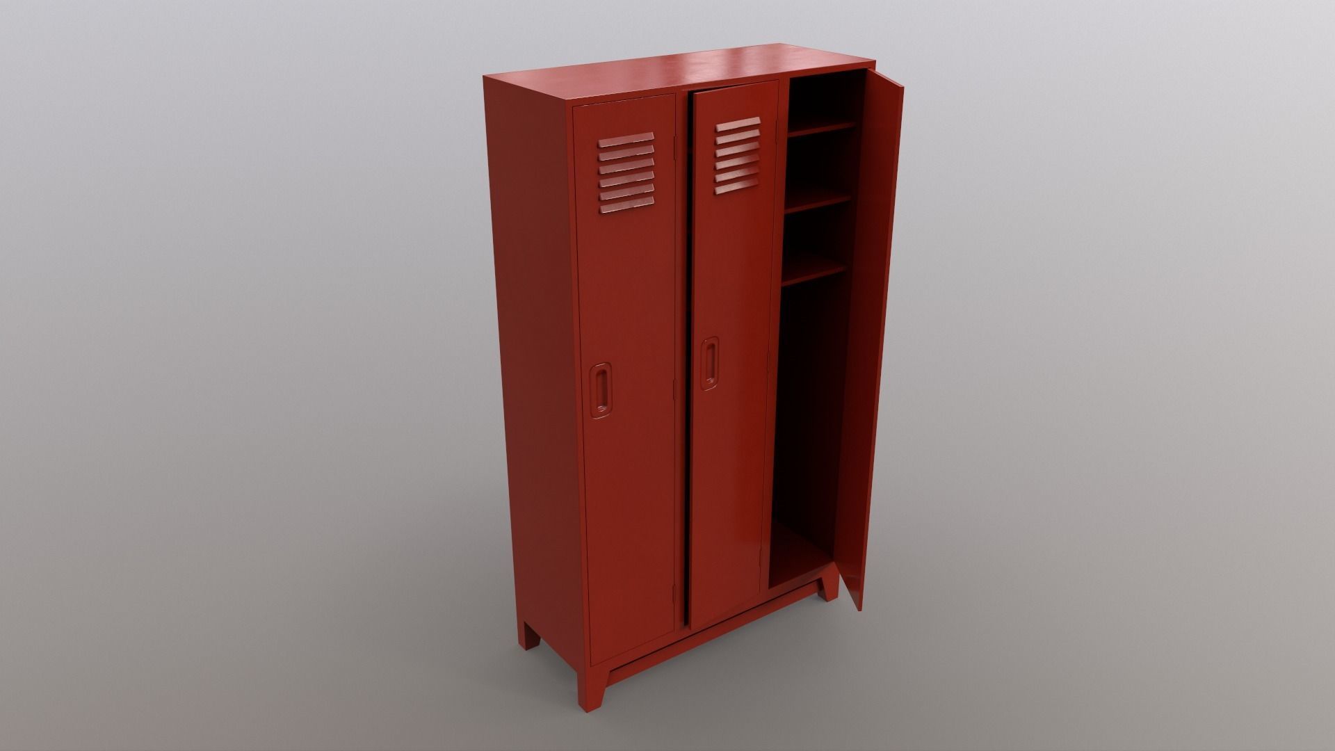 PBR School Gym Locker 08 - Red Low-poly 3D model_8