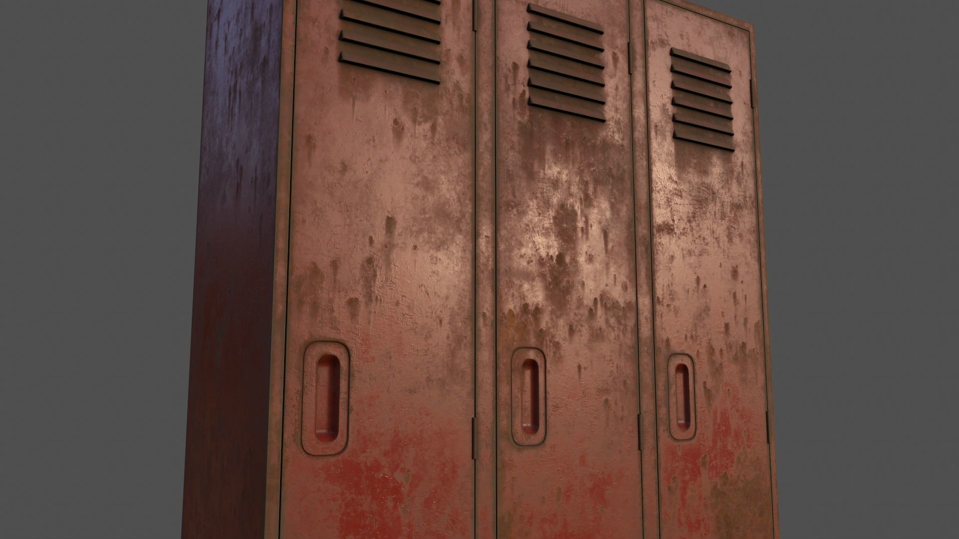 PBR School Gym Locker 08 - Red Low-poly 3D model_19