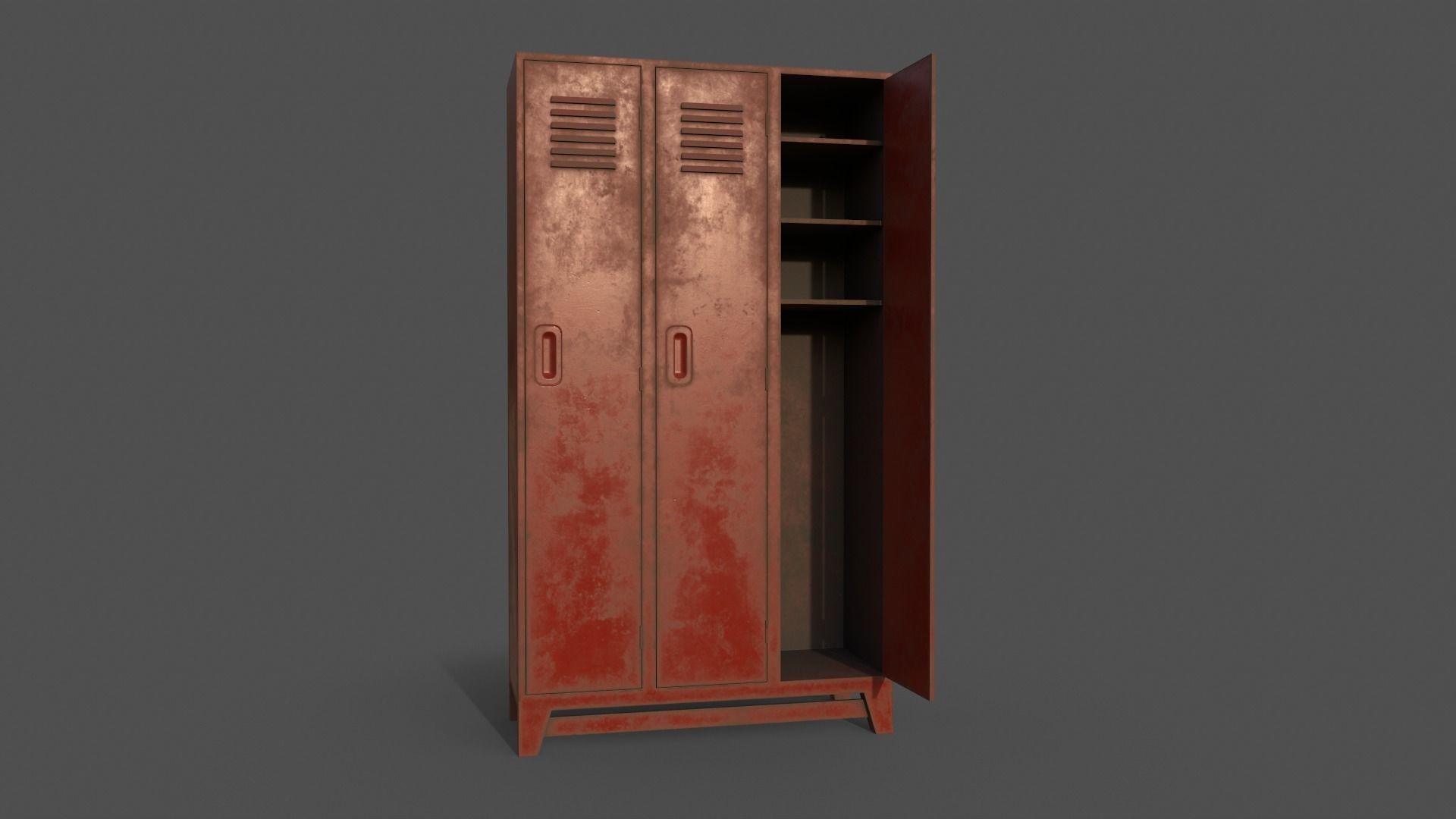 PBR School Gym Locker 08 - Red Low-poly 3D model_6