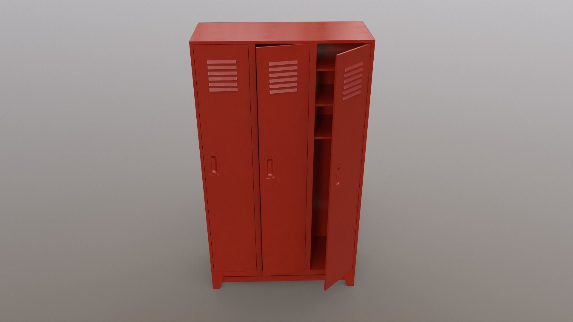 PBR School Gym Locker 08 - Red Low-poly 3D model_3