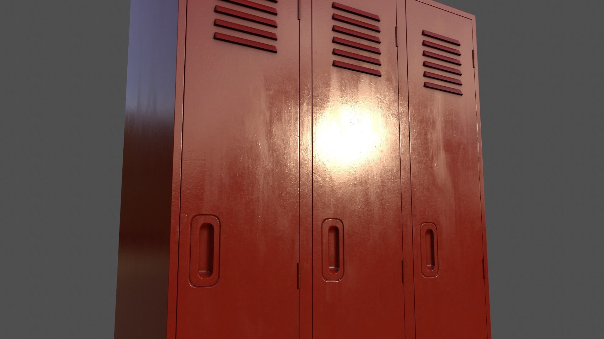 PBR School Gym Locker 08 - Red Low-poly 3D model_17