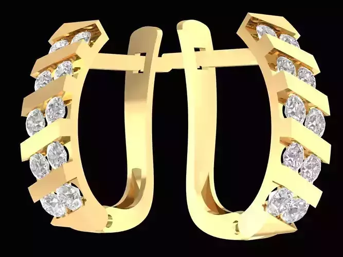 Elegant Half Hoop Diamond Earrings For Women  2579