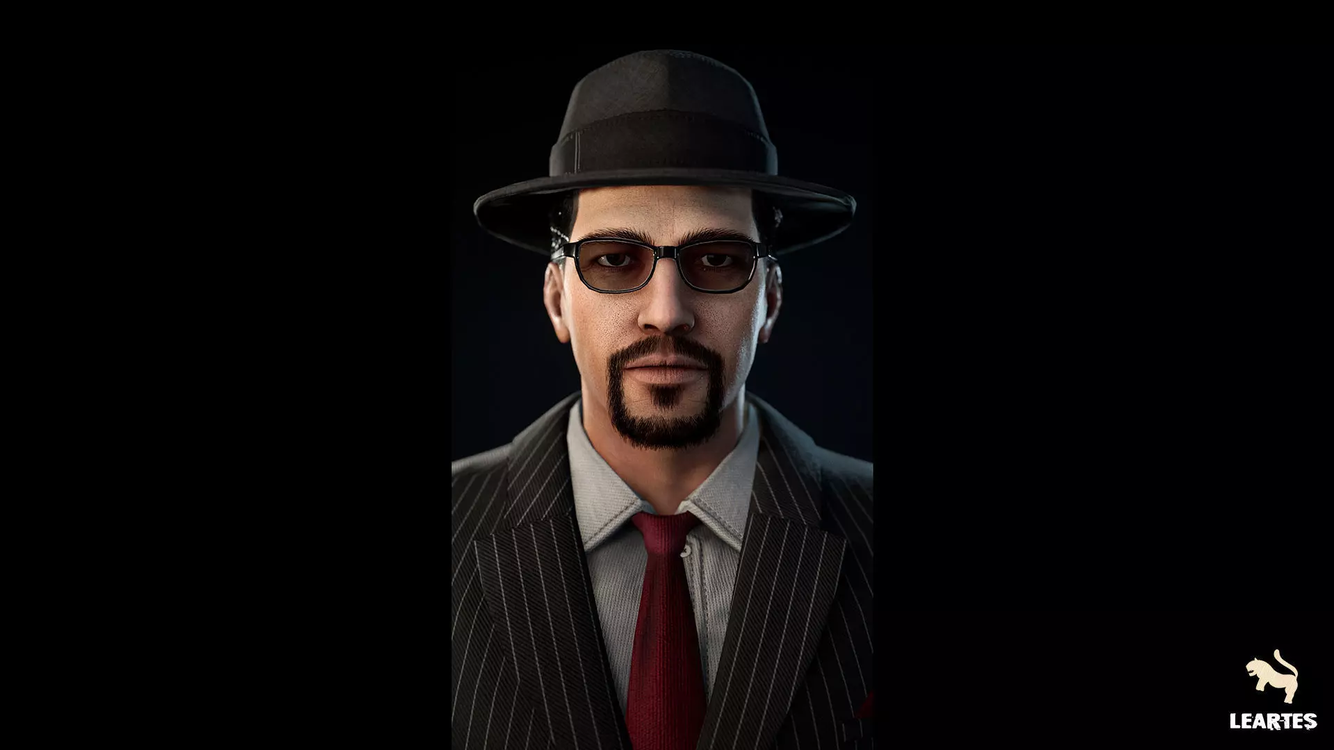 1950s Businessman Mafia Character NPC Rigged Low-poly 3D model_0