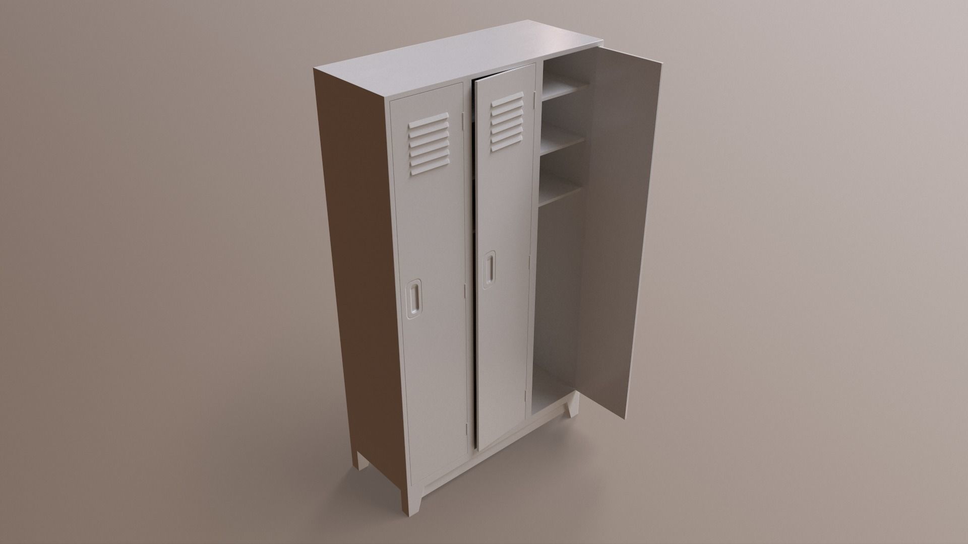 PBR School Gym Locker 08 - White Low-poly 3D model_23
