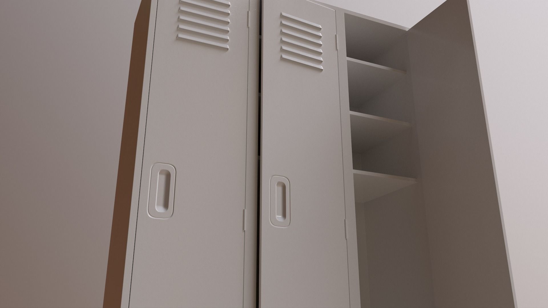 PBR School Gym Locker 08 - White Low-poly 3D model_22