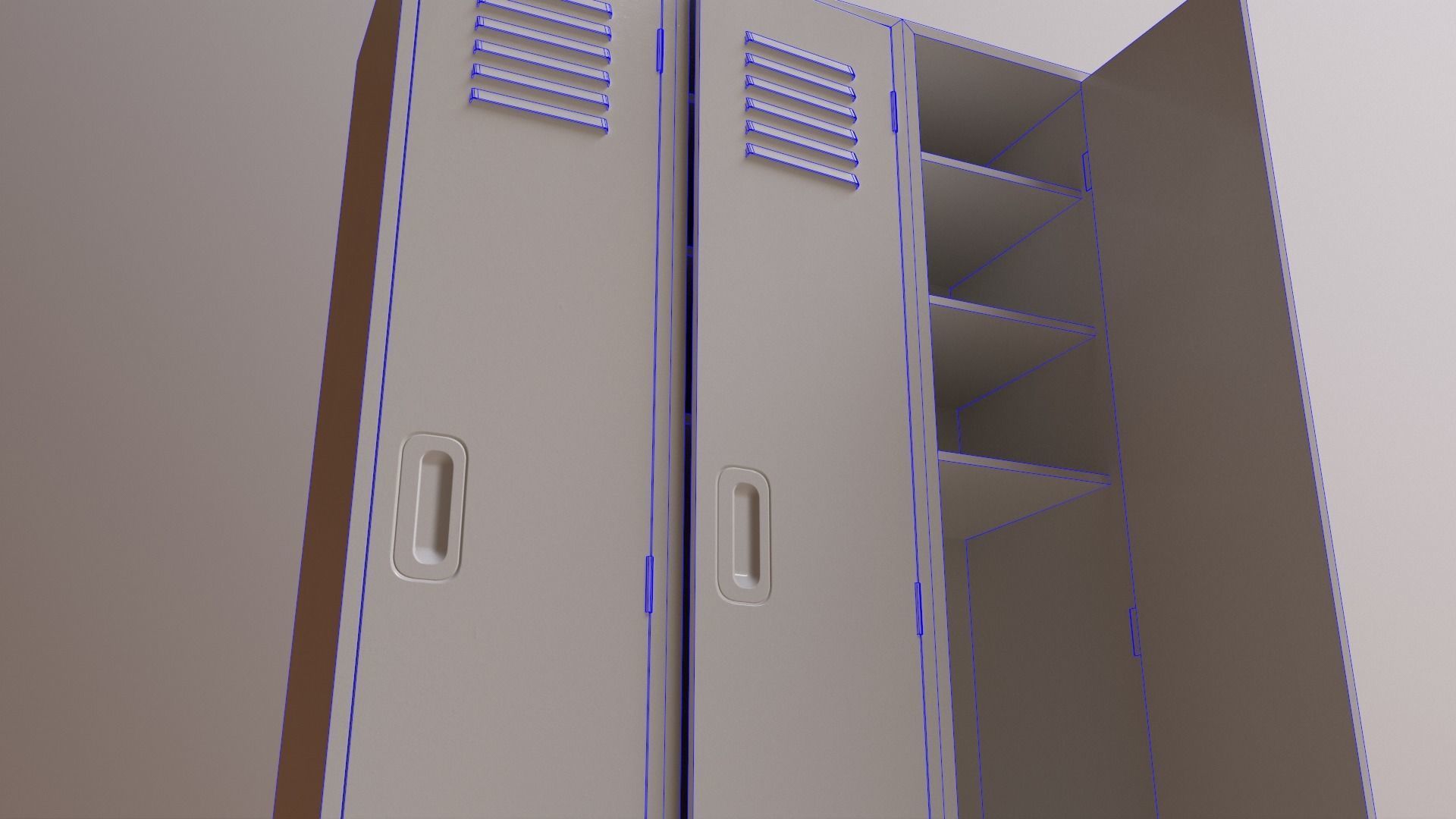 PBR School Gym Locker 08 - White Low-poly 3D model_26