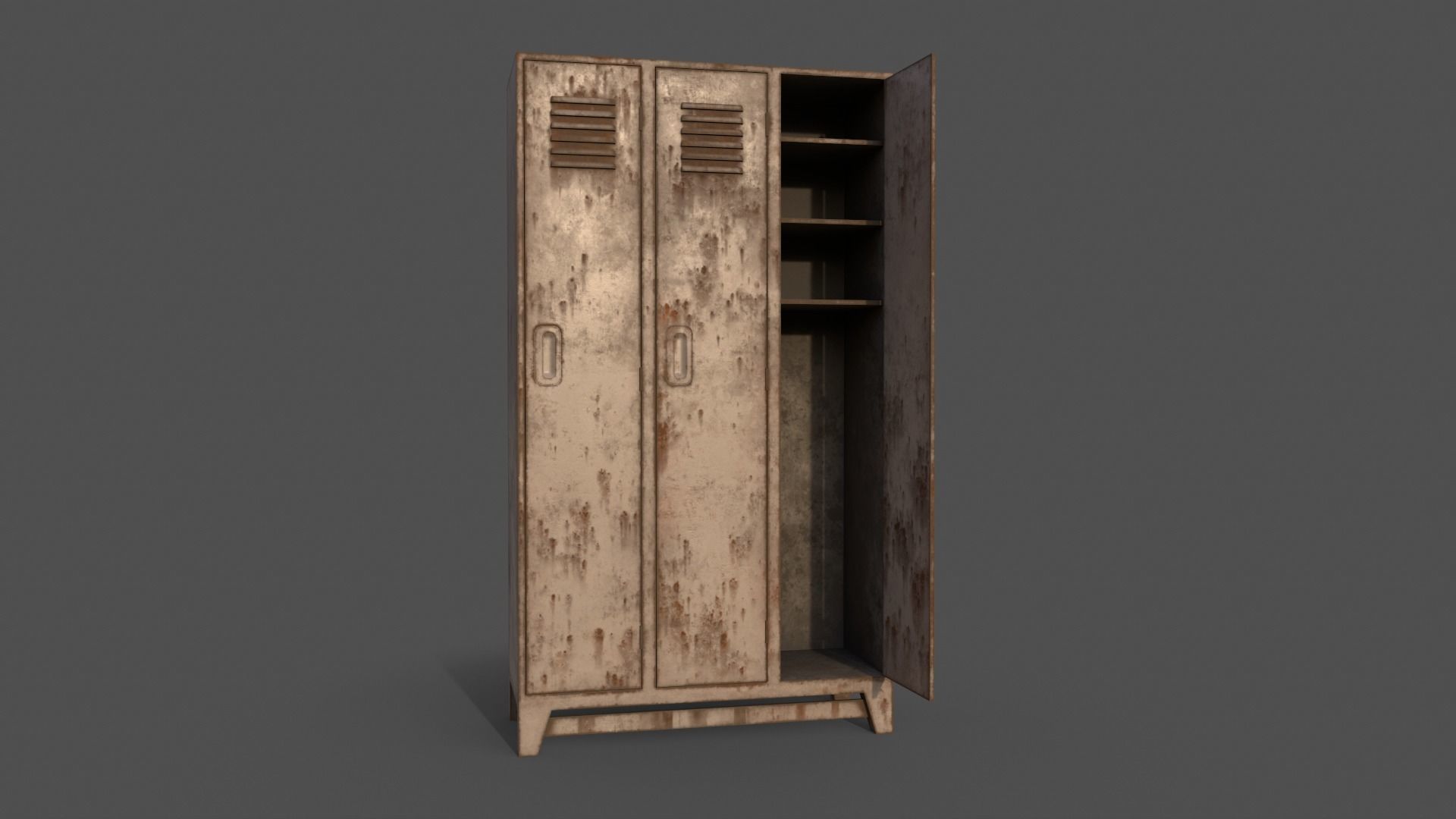 PBR School Gym Locker 08 - White Low-poly 3D model_7