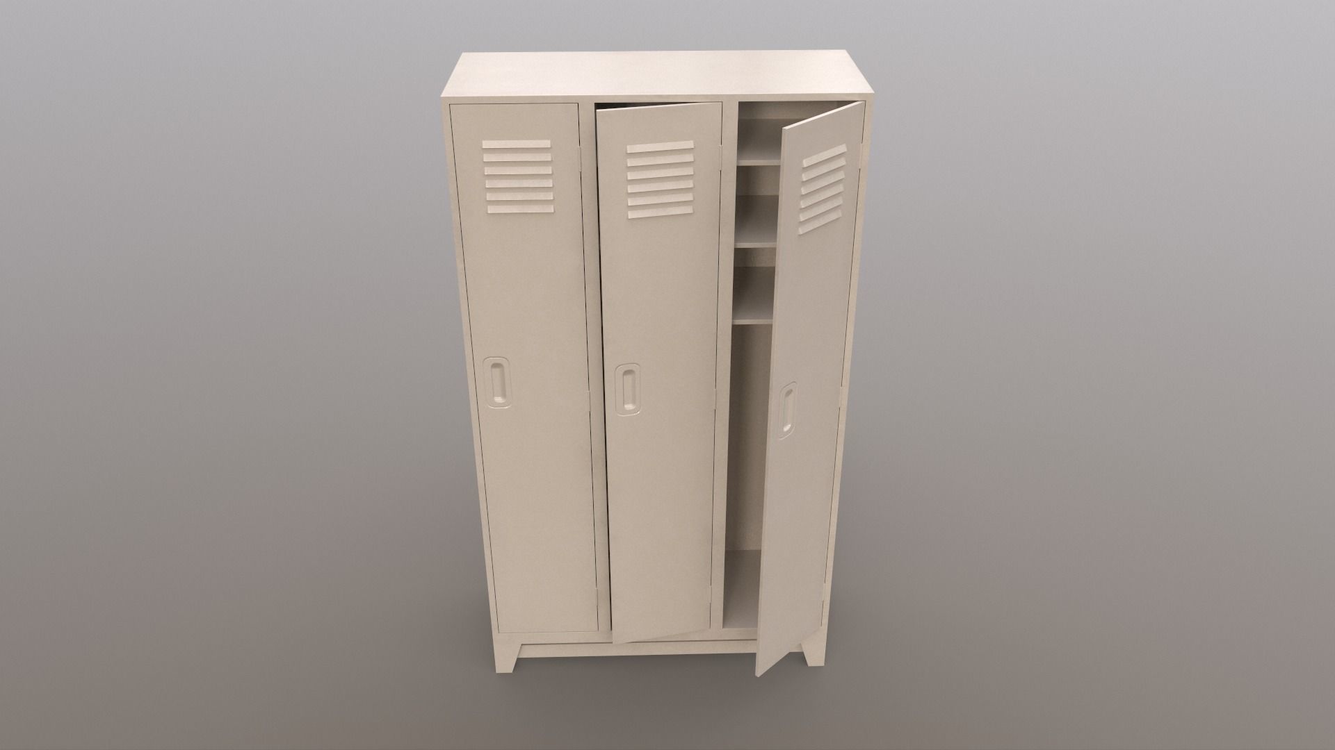 PBR School Gym Locker 08 - White Low-poly 3D model_3