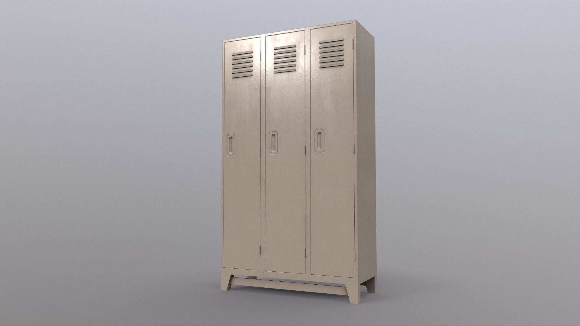 PBR School Gym Locker 08 - White Low-poly 3D model_14