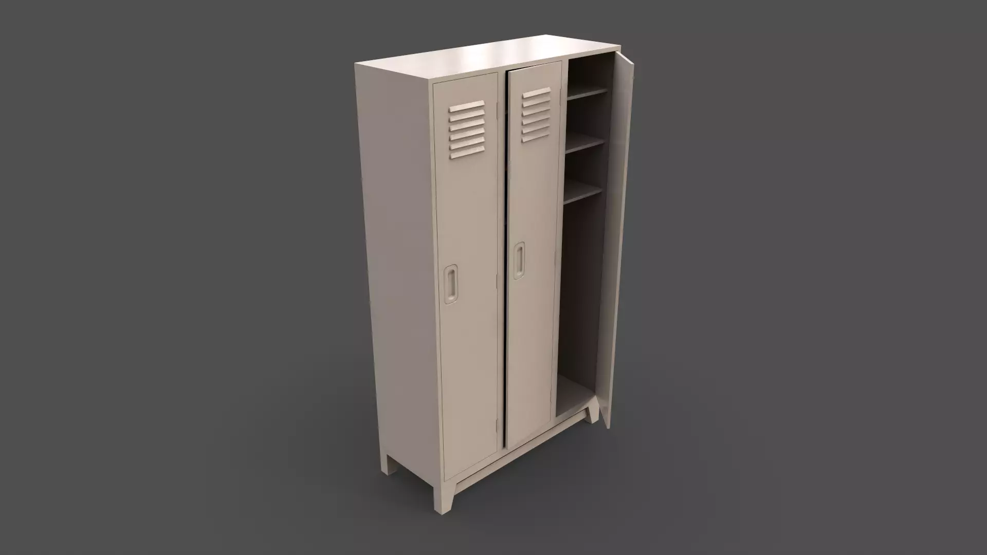 PBR School Gym Locker 08 - White Low-poly 3D model_0