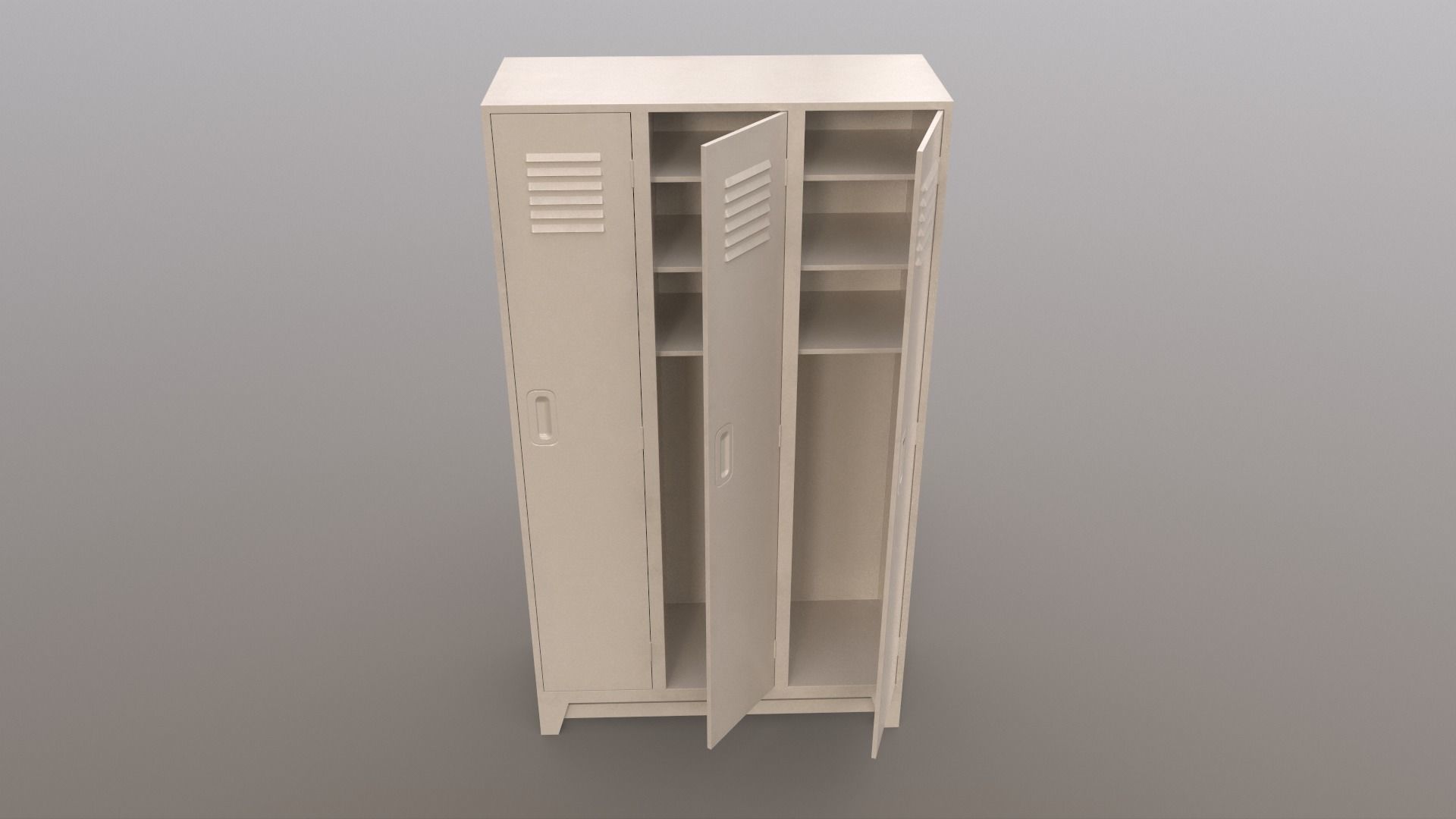 PBR School Gym Locker 08 - White Low-poly 3D model_4
