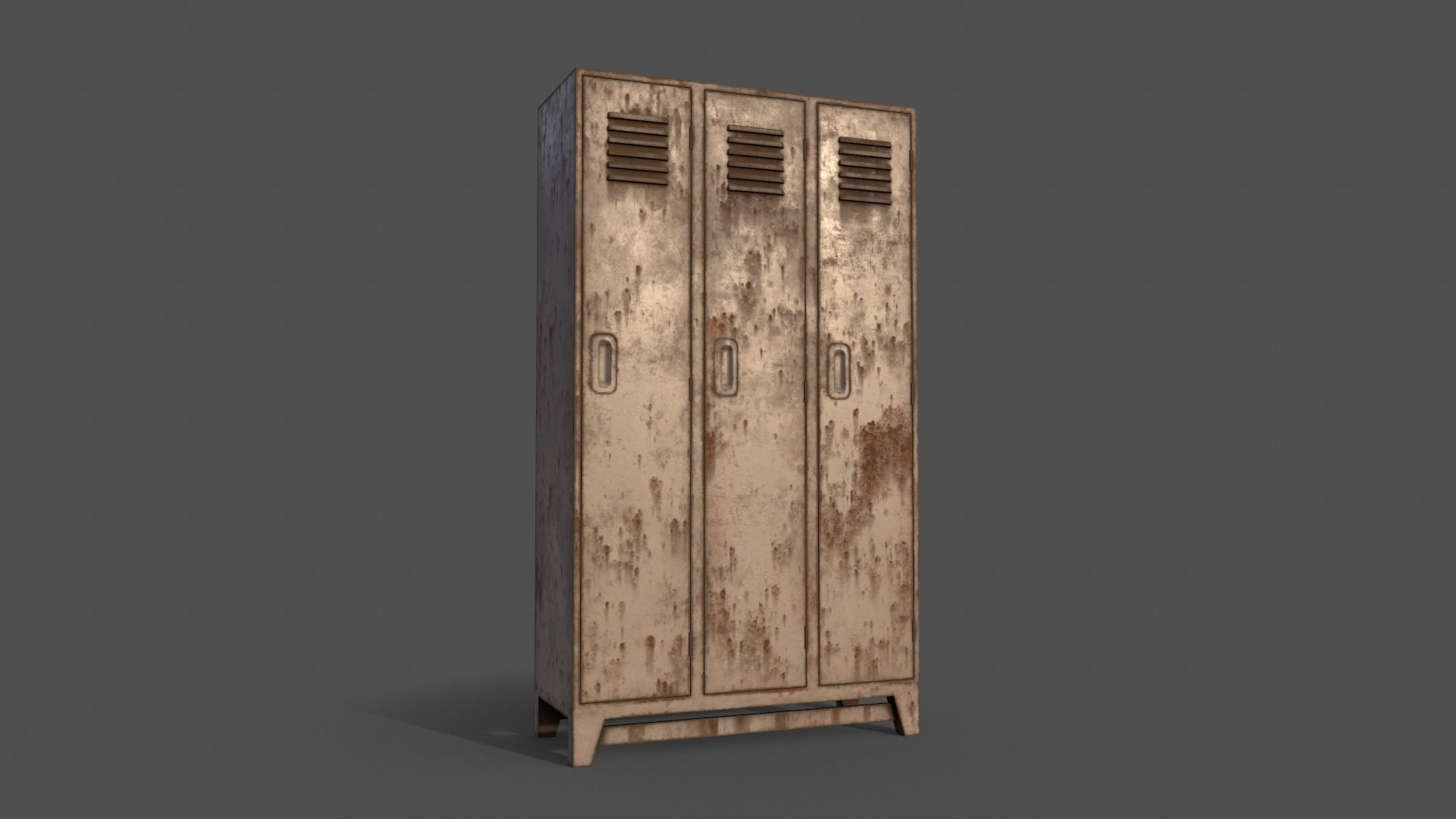 PBR School Gym Locker 08 - White Low-poly 3D model_13