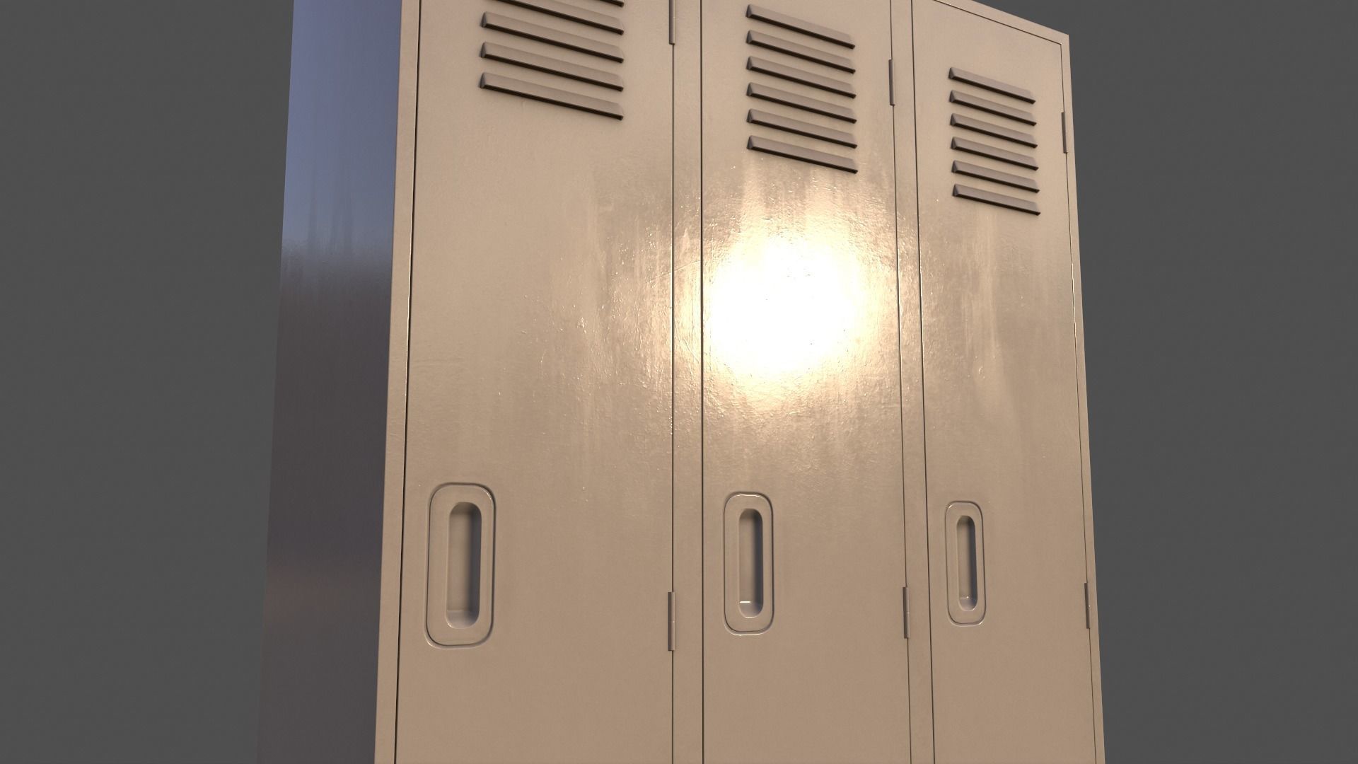 PBR School Gym Locker 08 - White Low-poly 3D model_17