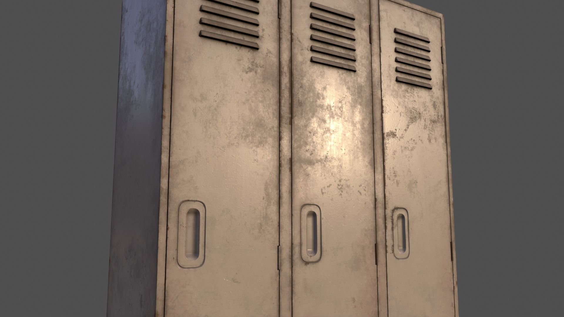 PBR School Gym Locker 08 - White Low-poly 3D model_18