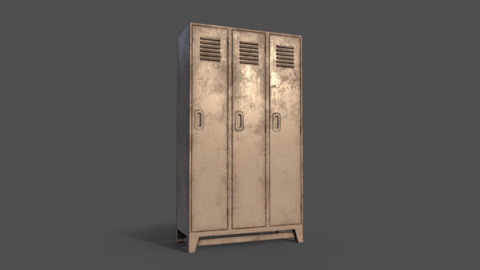 PBR School Gym Locker 08 - White Low-poly 3D model_12