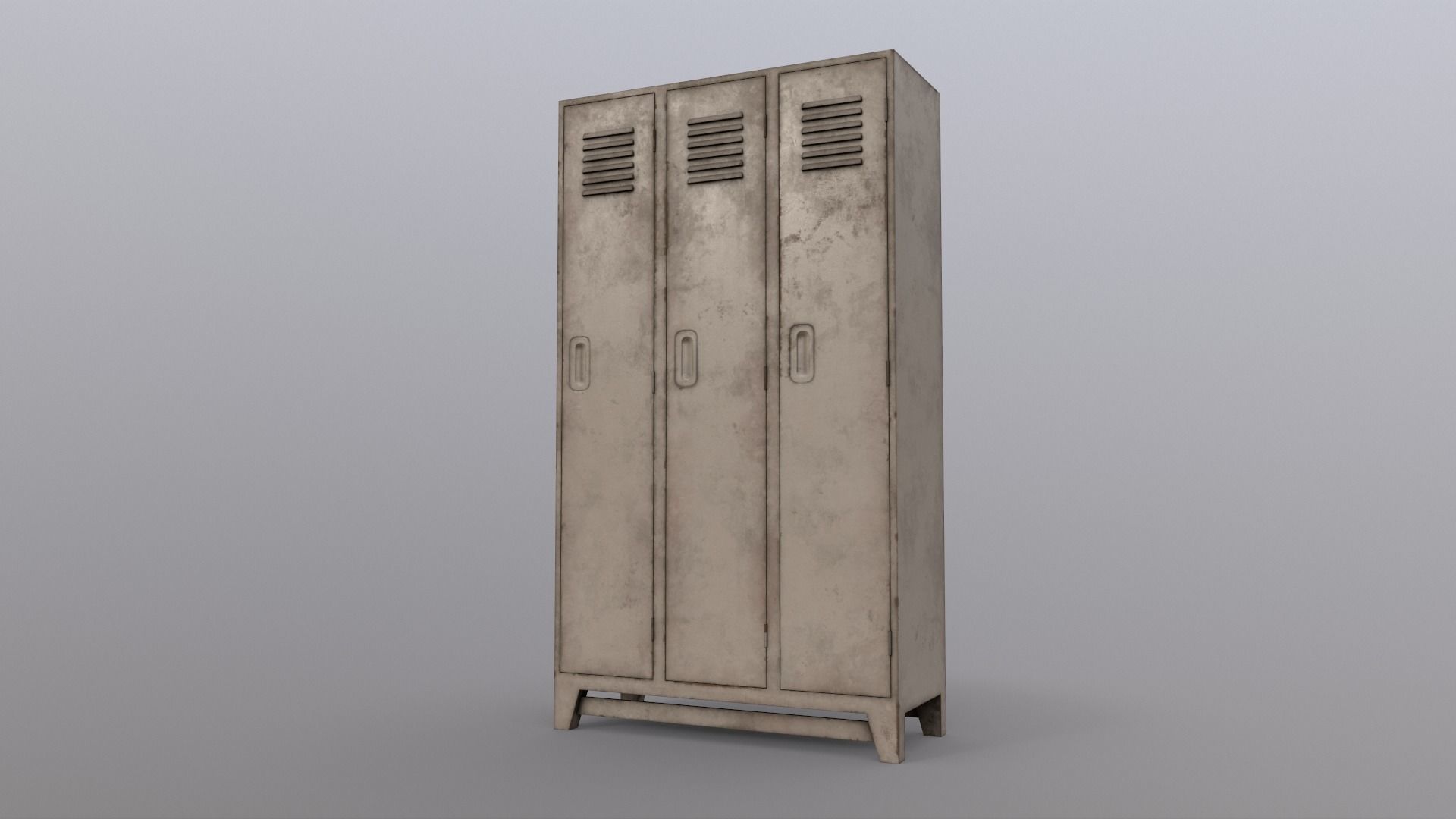PBR School Gym Locker 08 - White Low-poly 3D model_15