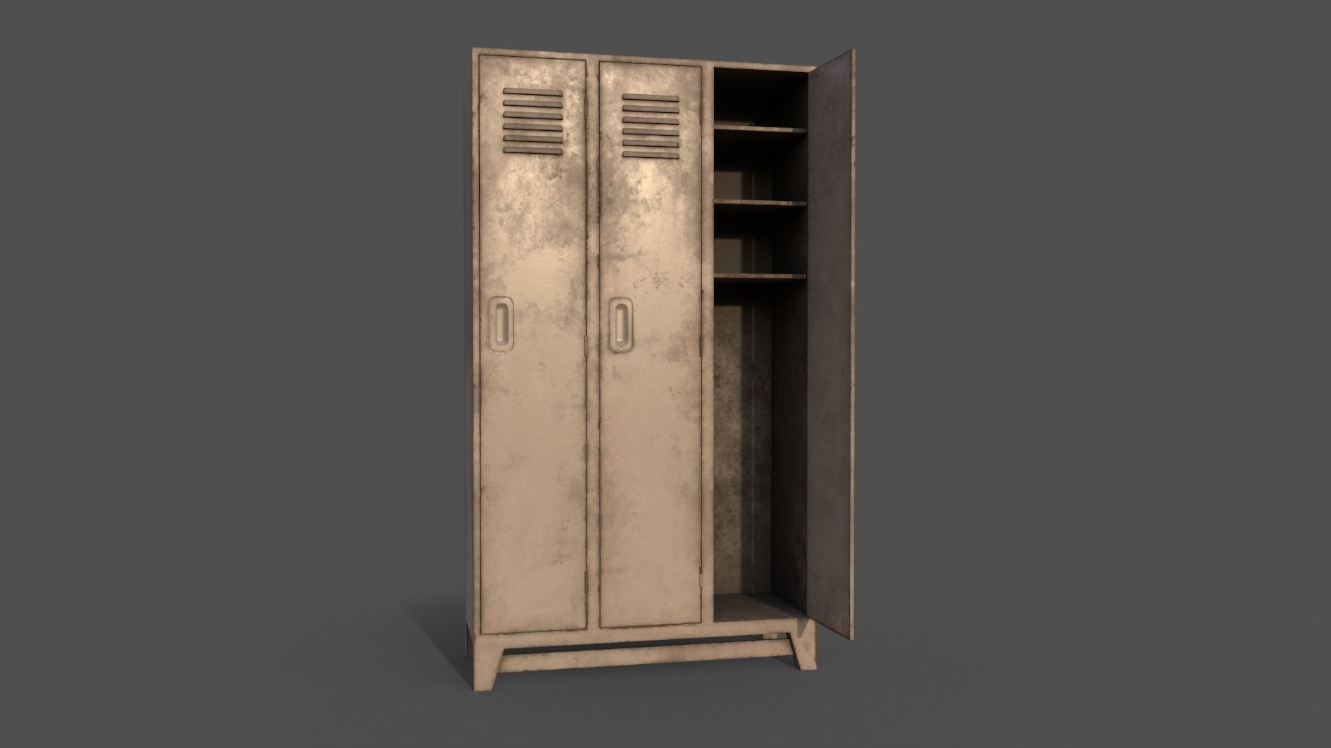 PBR School Gym Locker 08 - White Low-poly 3D model_6