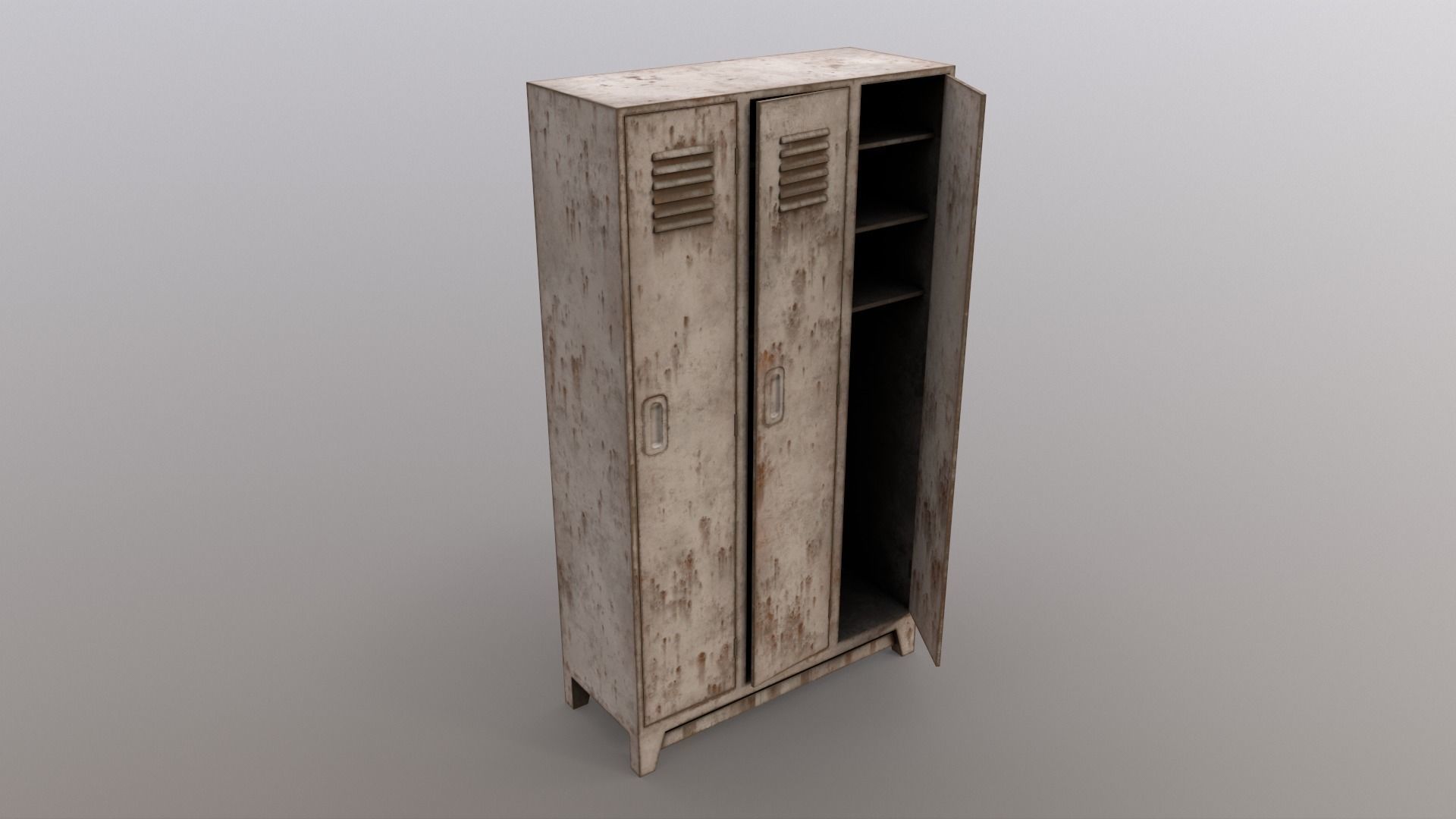 PBR School Gym Locker 08 - White Low-poly 3D model_10