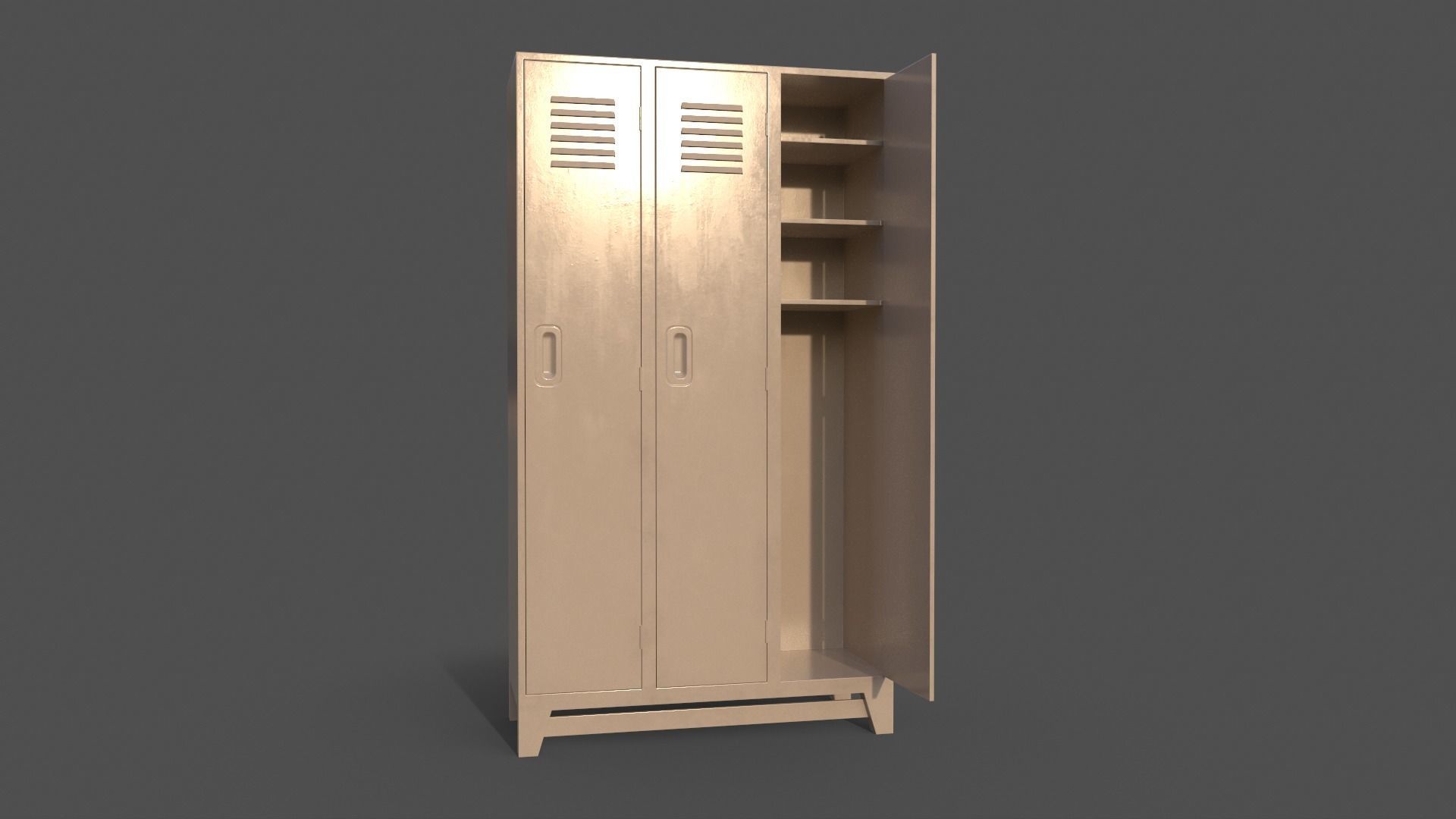 PBR School Gym Locker 08 - White Low-poly 3D model_5