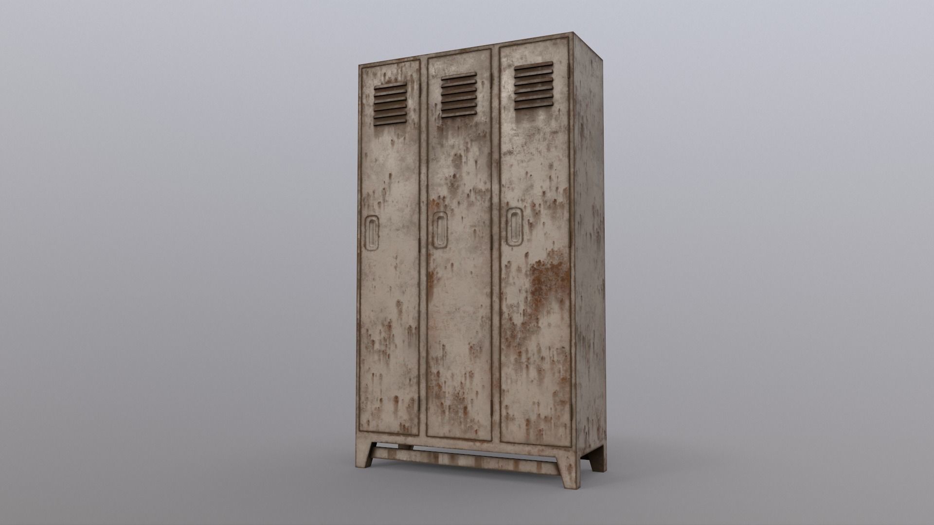 PBR School Gym Locker 08 - White Low-poly 3D model_16