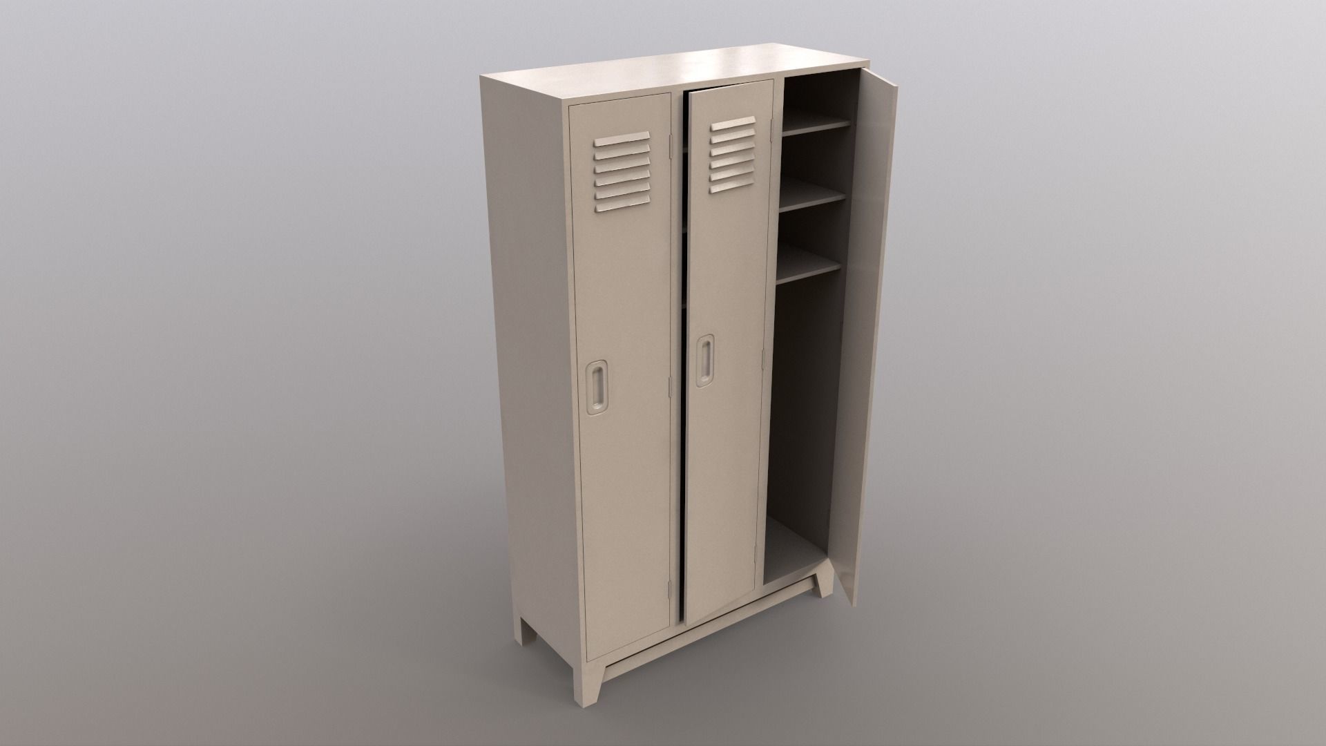 PBR School Gym Locker 08 - White Low-poly 3D model_8
