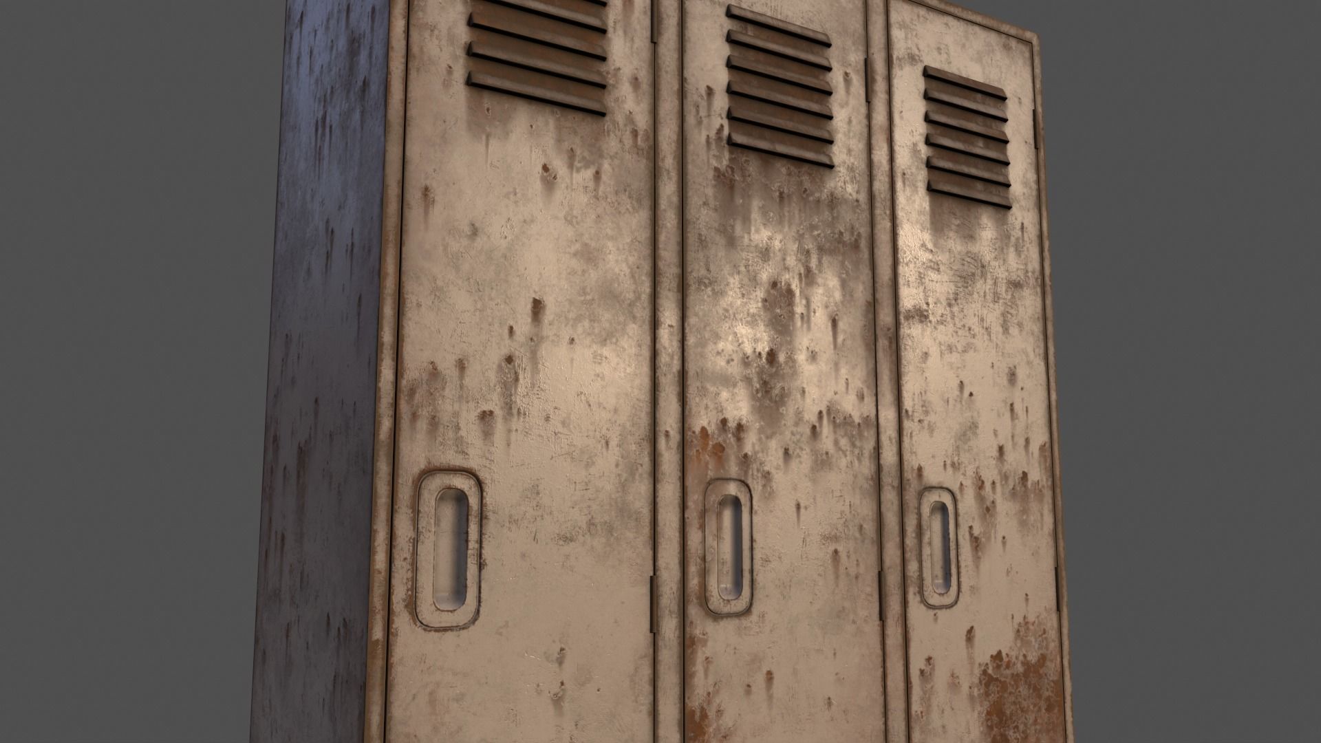 PBR School Gym Locker 08 - White Low-poly 3D model_19