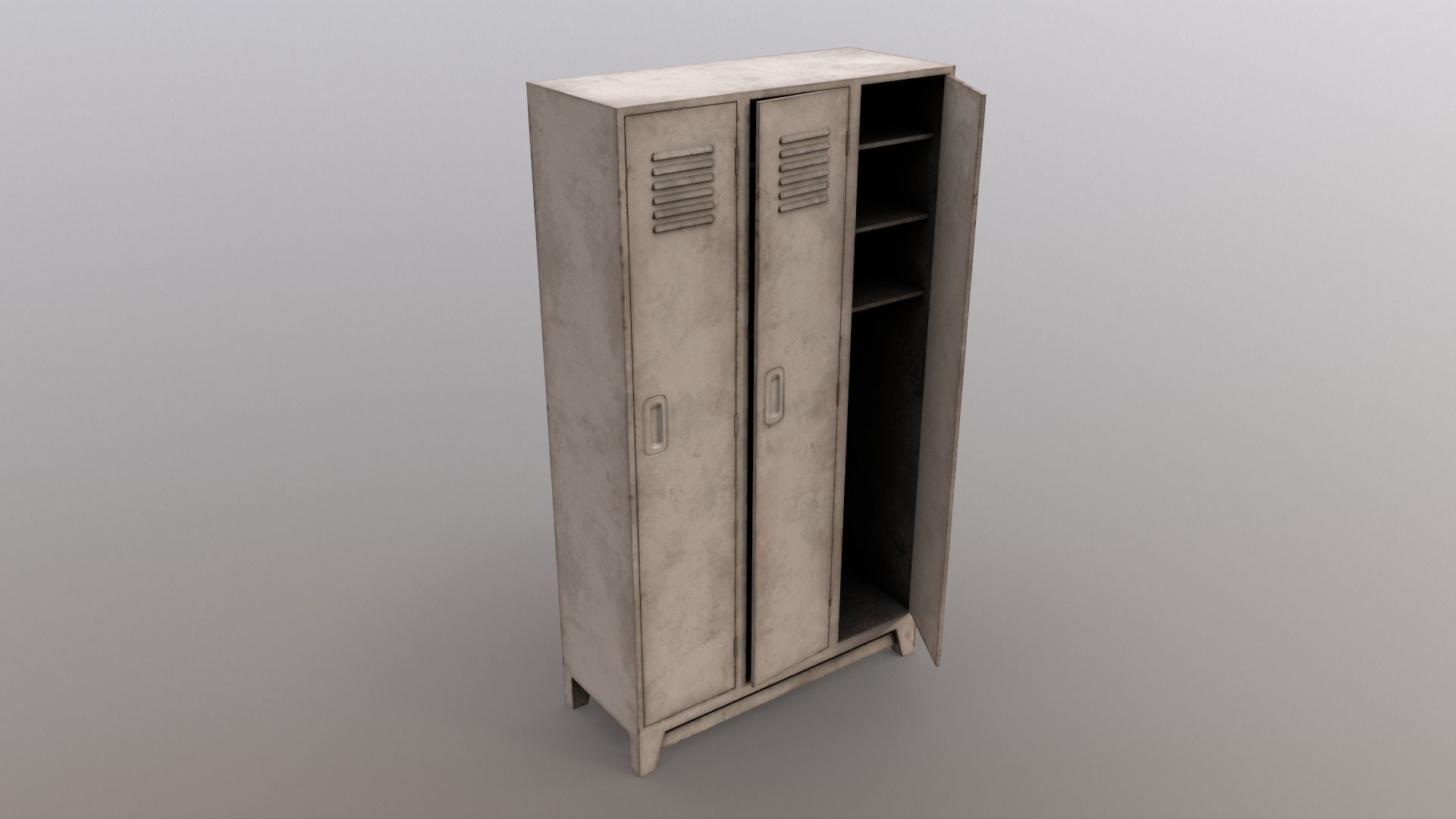 PBR School Gym Locker 08 - White Low-poly 3D model_9