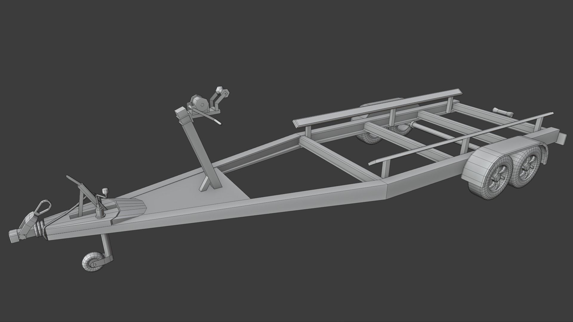 Boat Trailer Low-poly 3D model_5