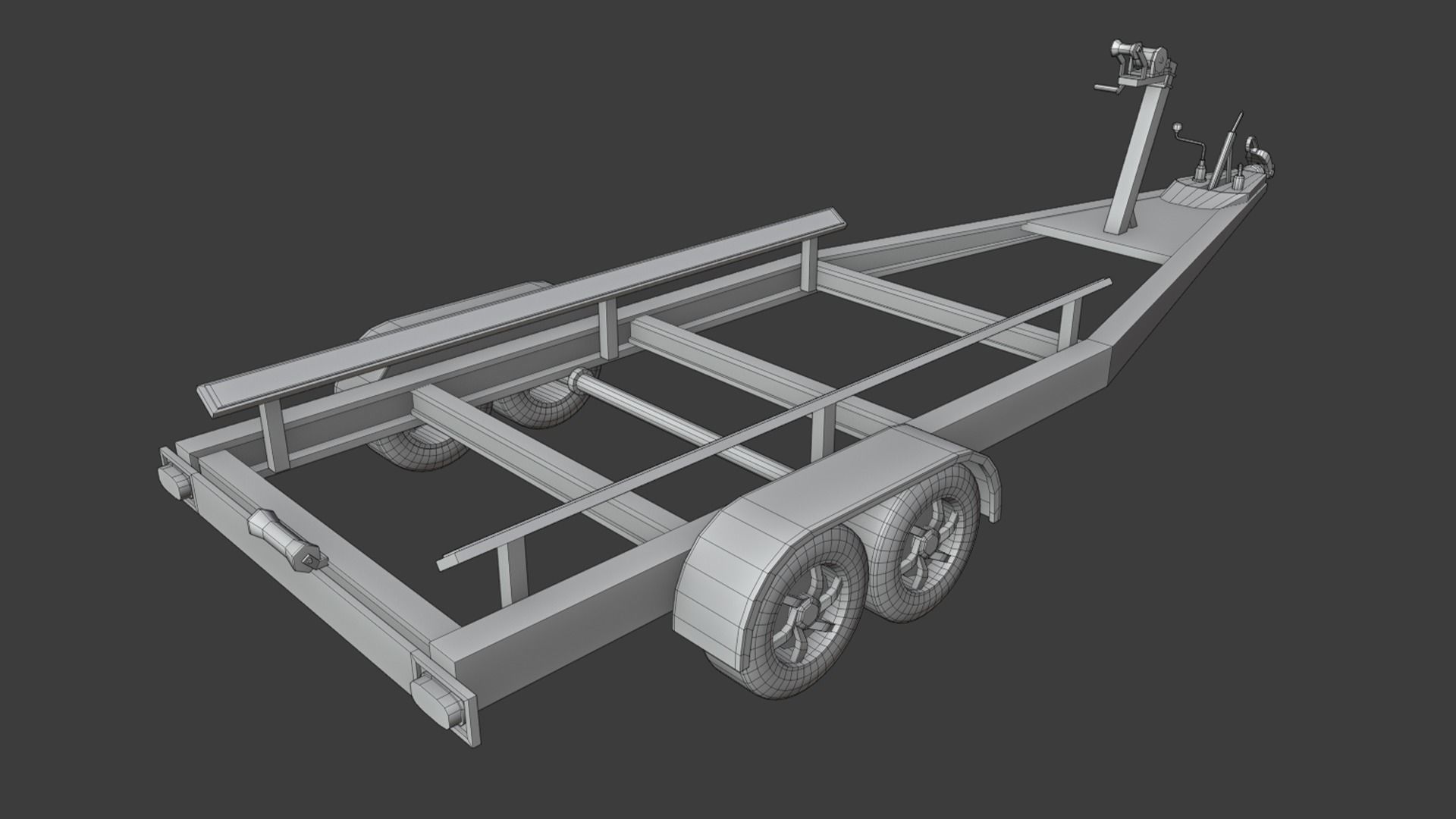 Boat Trailer Low-poly 3D model_6