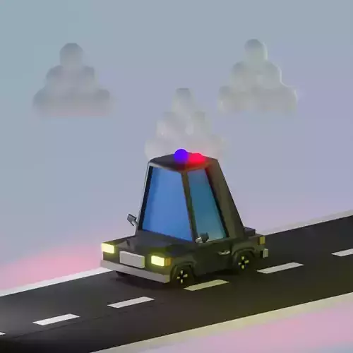 Low Poly cars truck in desert