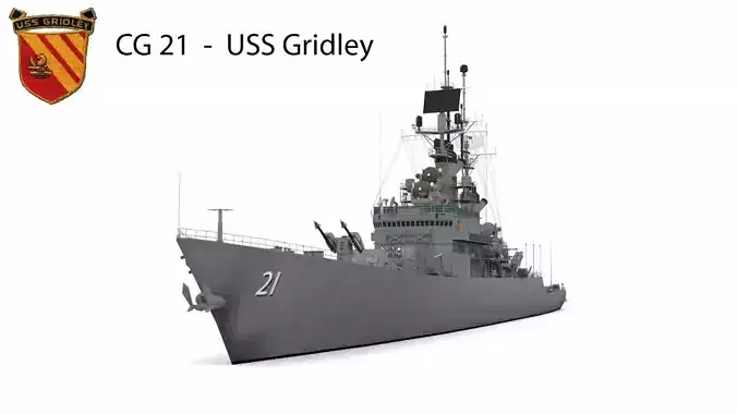 CG 21 - USS Gridley Low-poly 3D model