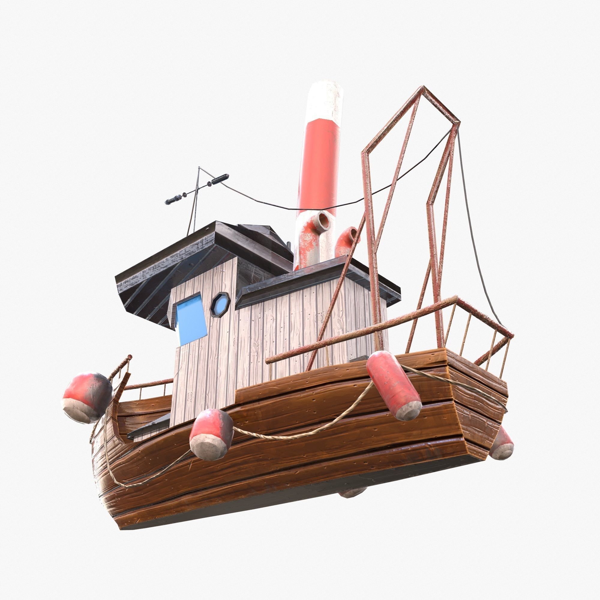 Cartoon Mini Boat 3 Low-poly 3D model_11