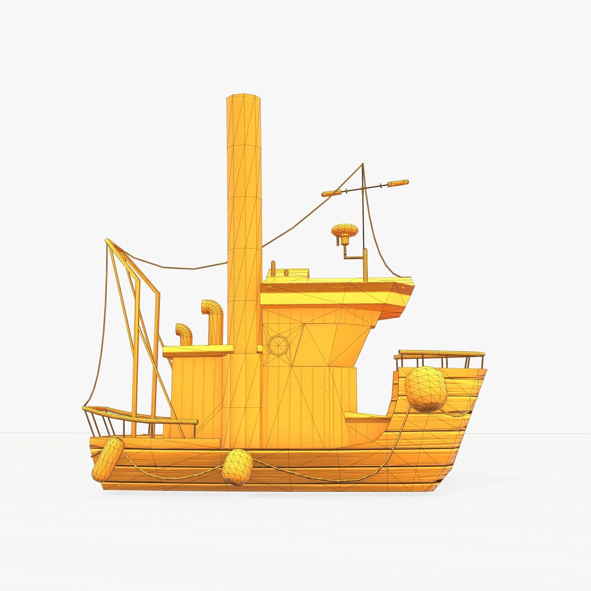 Cartoon Mini Boat 3 Low-poly 3D model_10