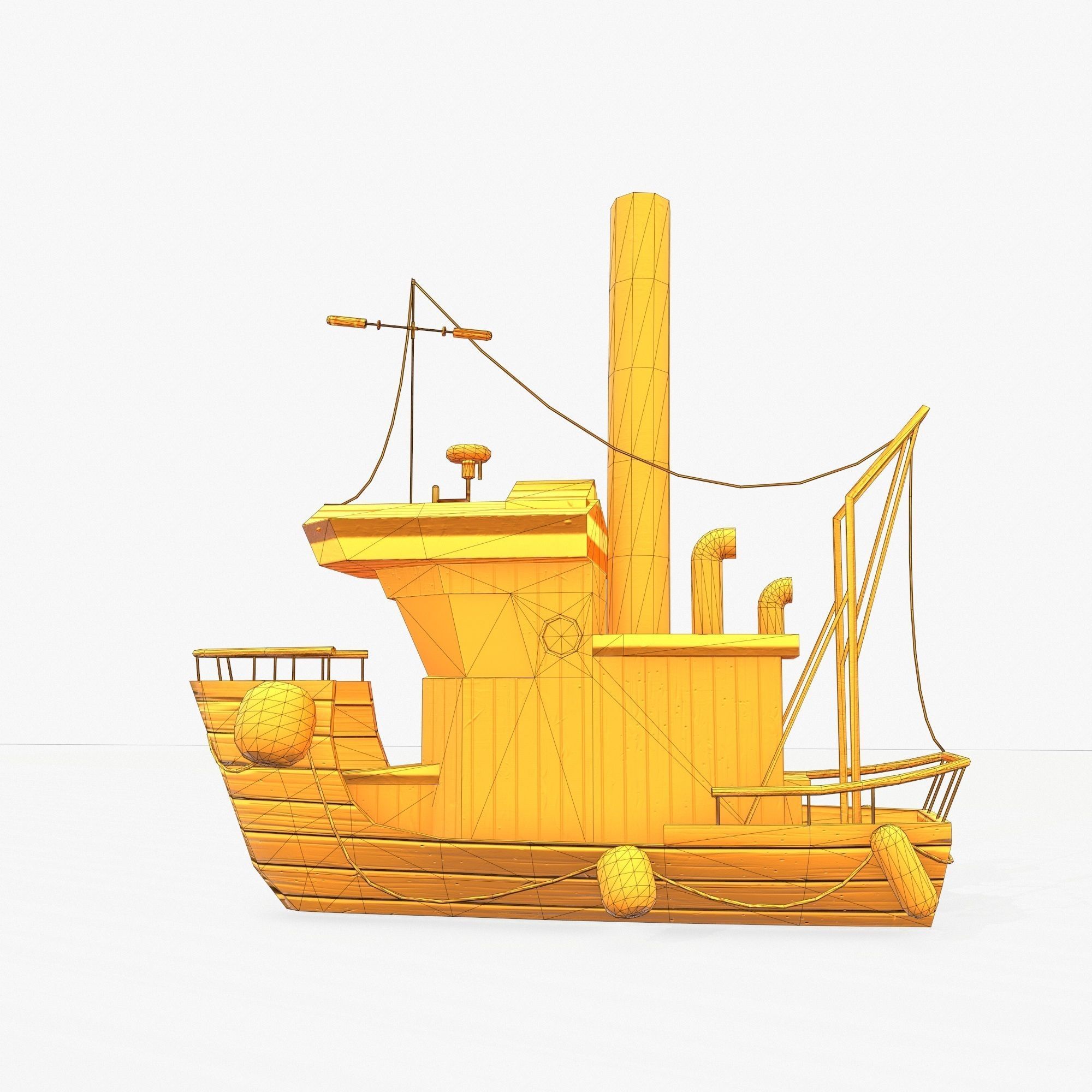 Cartoon Mini Boat 3 Low-poly 3D model_7