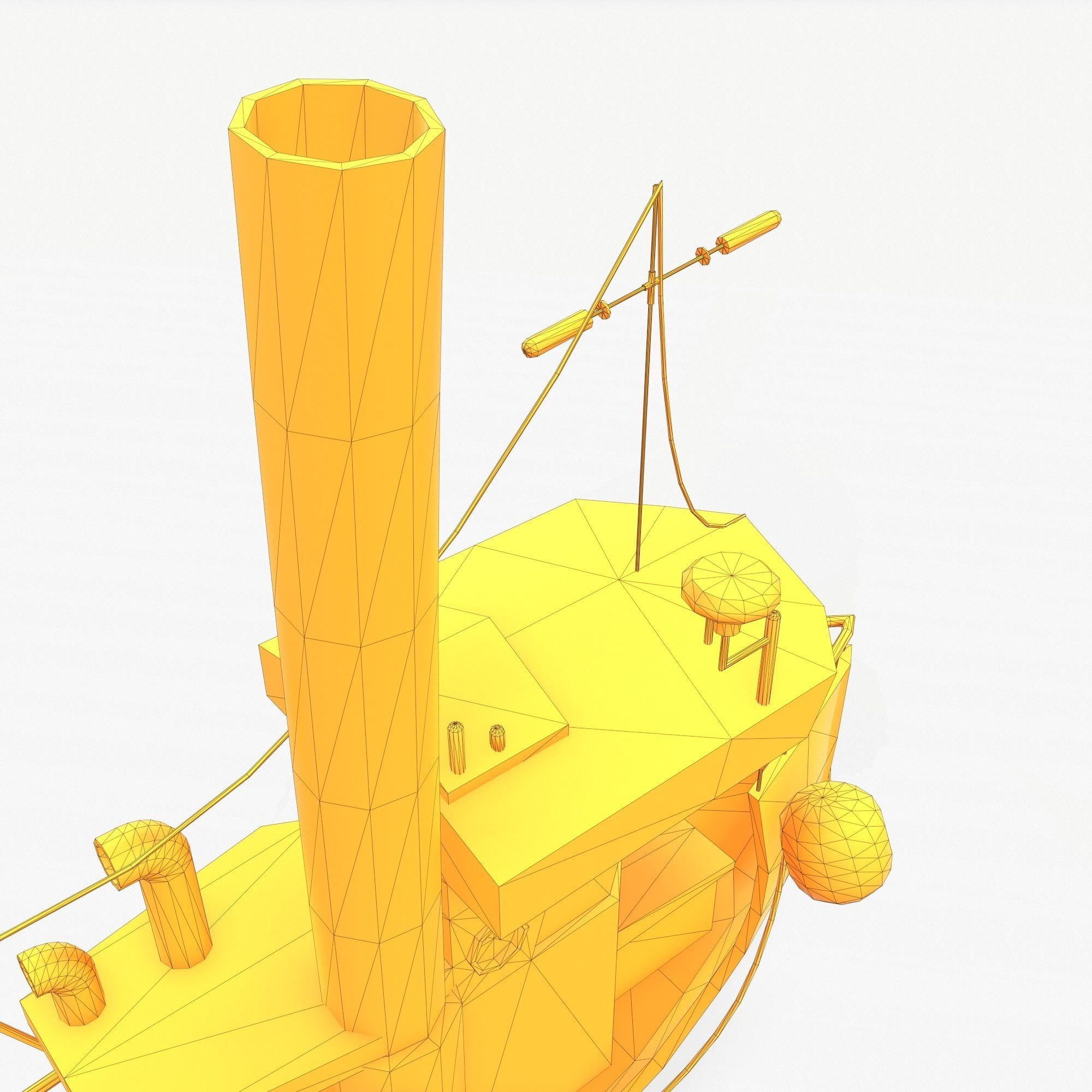 Cartoon Mini Boat 3 Low-poly 3D model_5