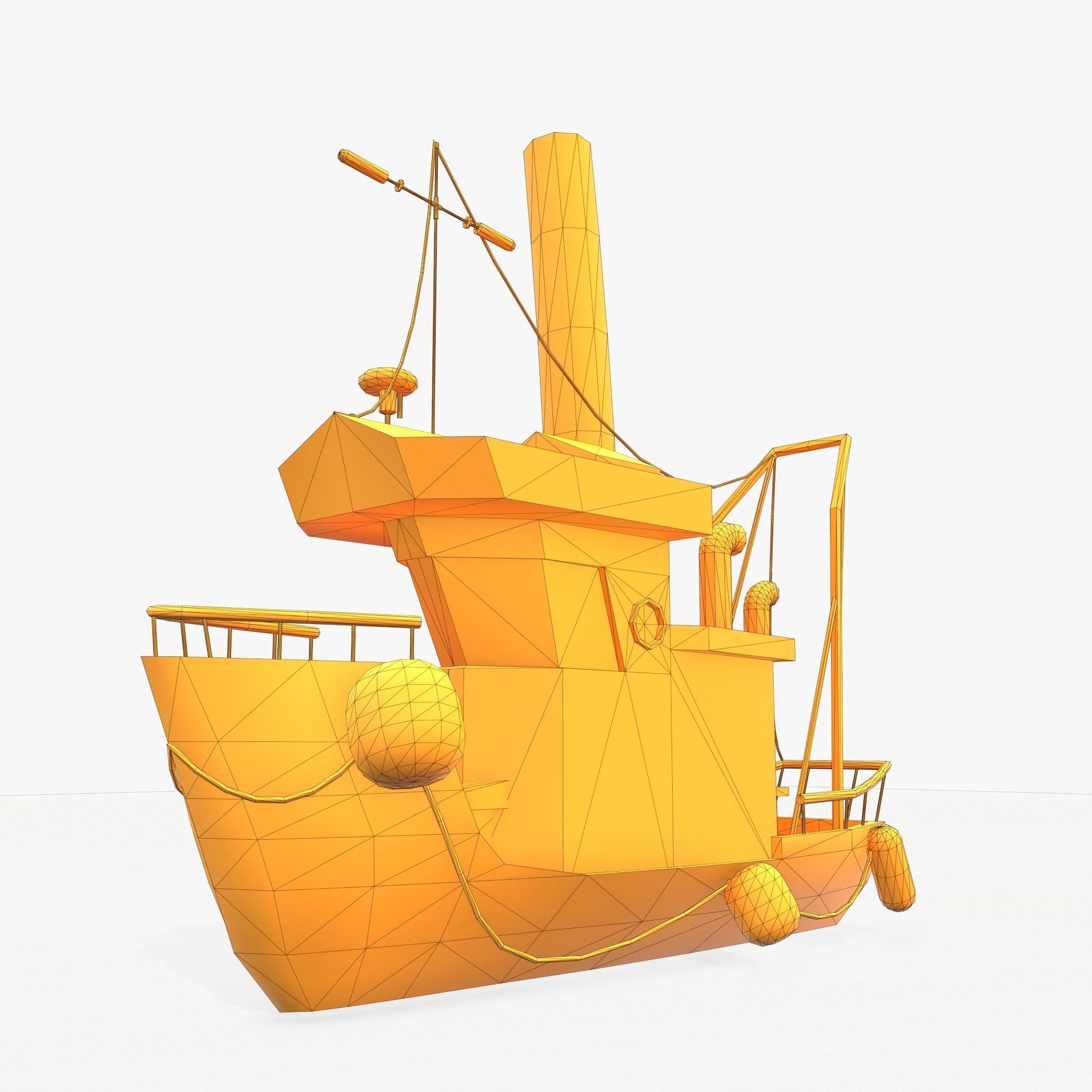 Cartoon Mini Boat 3 Low-poly 3D model_3