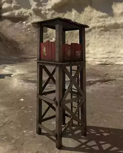 Low-poly Old Wooden Watch Tower