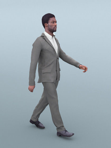 Bruce 20376-02 - Animated Black Elegant Man Walking 3D model_3