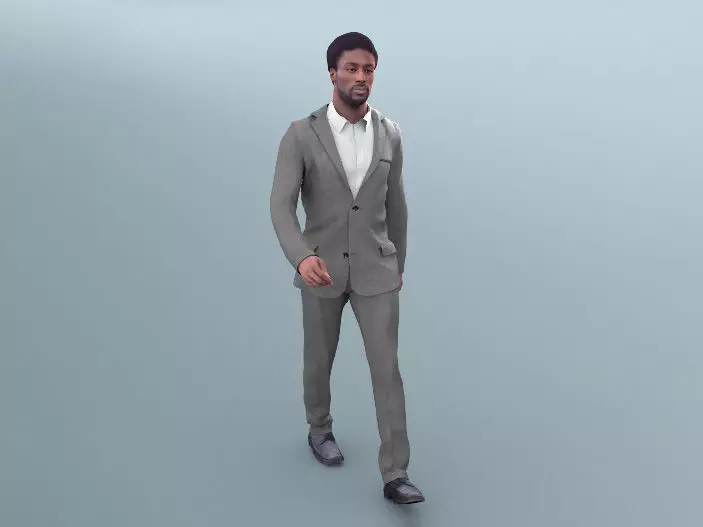 Bruce 20376-02 - Animated Black Elegant Man Walking 3D model_0