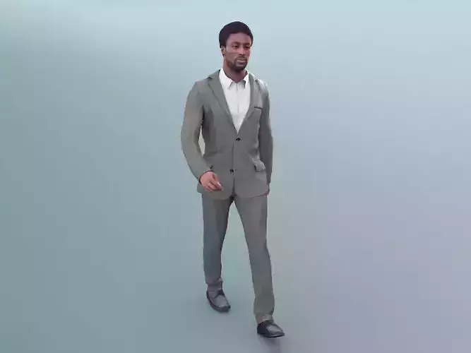 Bruce 20376-02 - Animated Black Elegant Man Walking 3D model