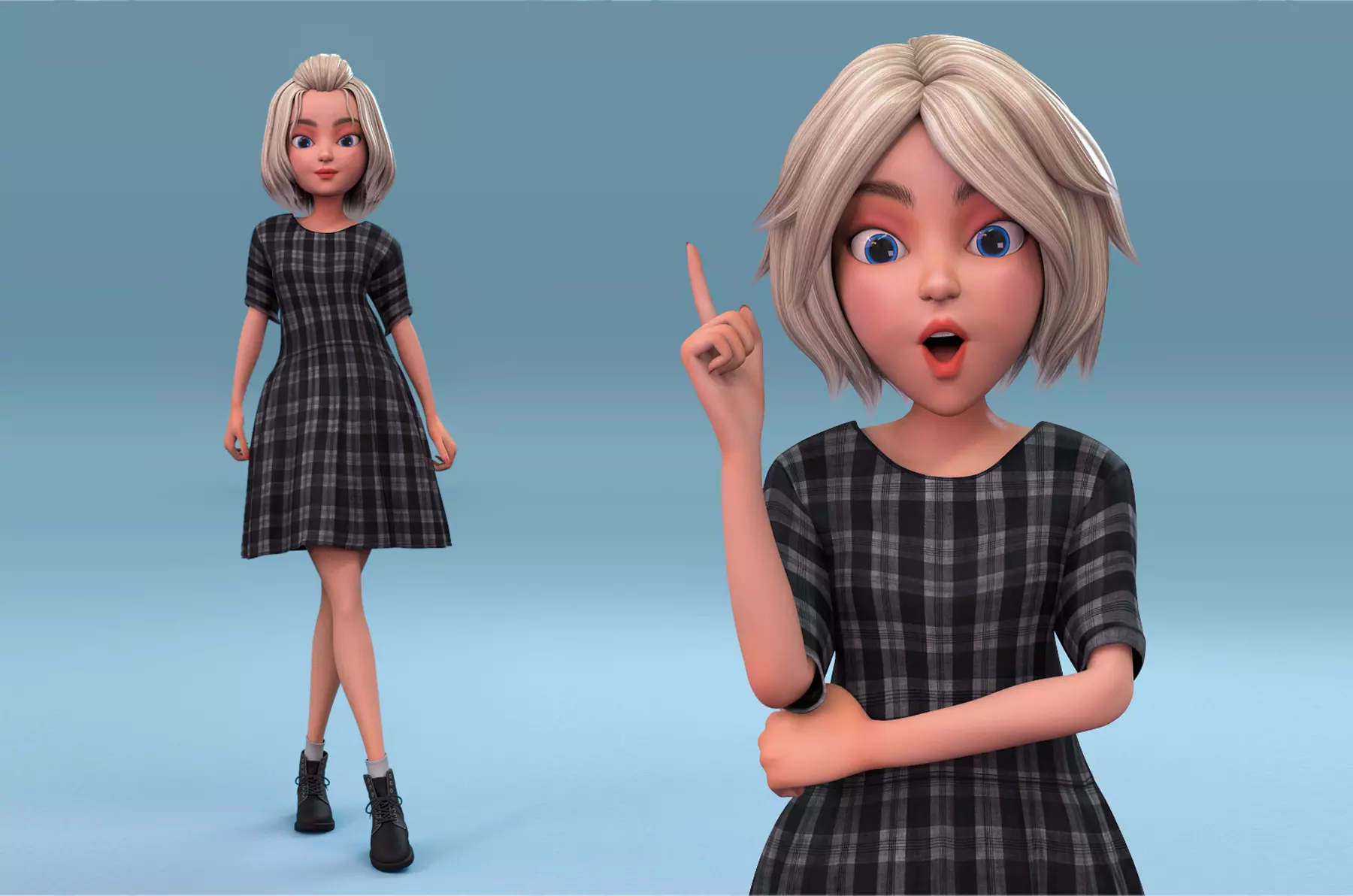cartoon girl 3D model_0