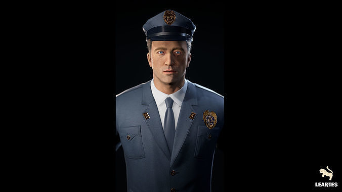 Police Character  NPC Rigged Low-poly 3D model