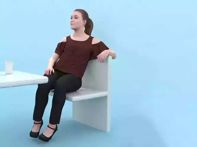 Nelly 20213-09 - Animated Woman Sitting And Drinking 3D model