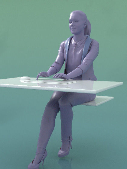 Nelly 20213-08 - Animated Woman Sitting On Desk With PC  3D model_5