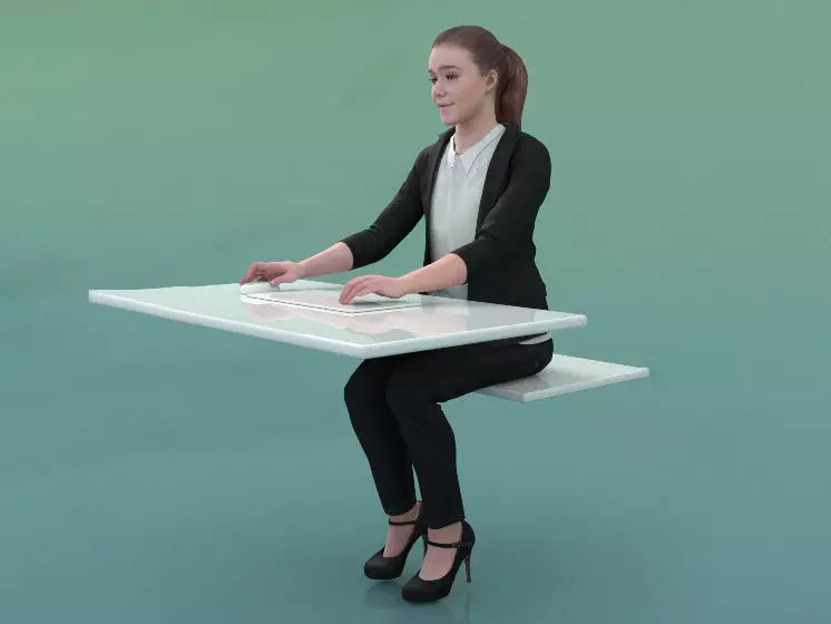 Nelly 20213-08 - Animated Woman Sitting On Desk With PC  3D model_0