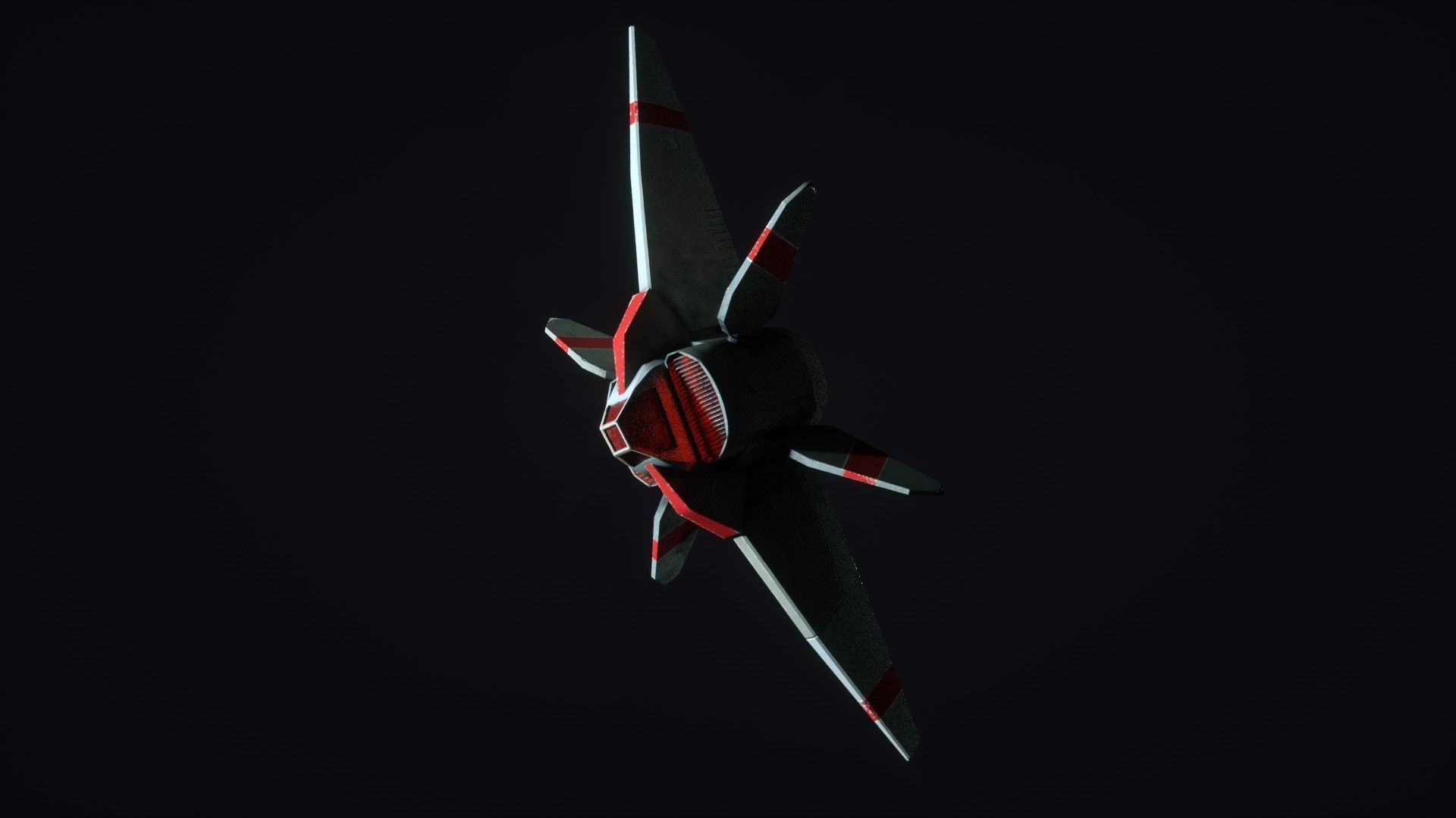 Starship S fighter jet in night sky Low-poly 3D model_5