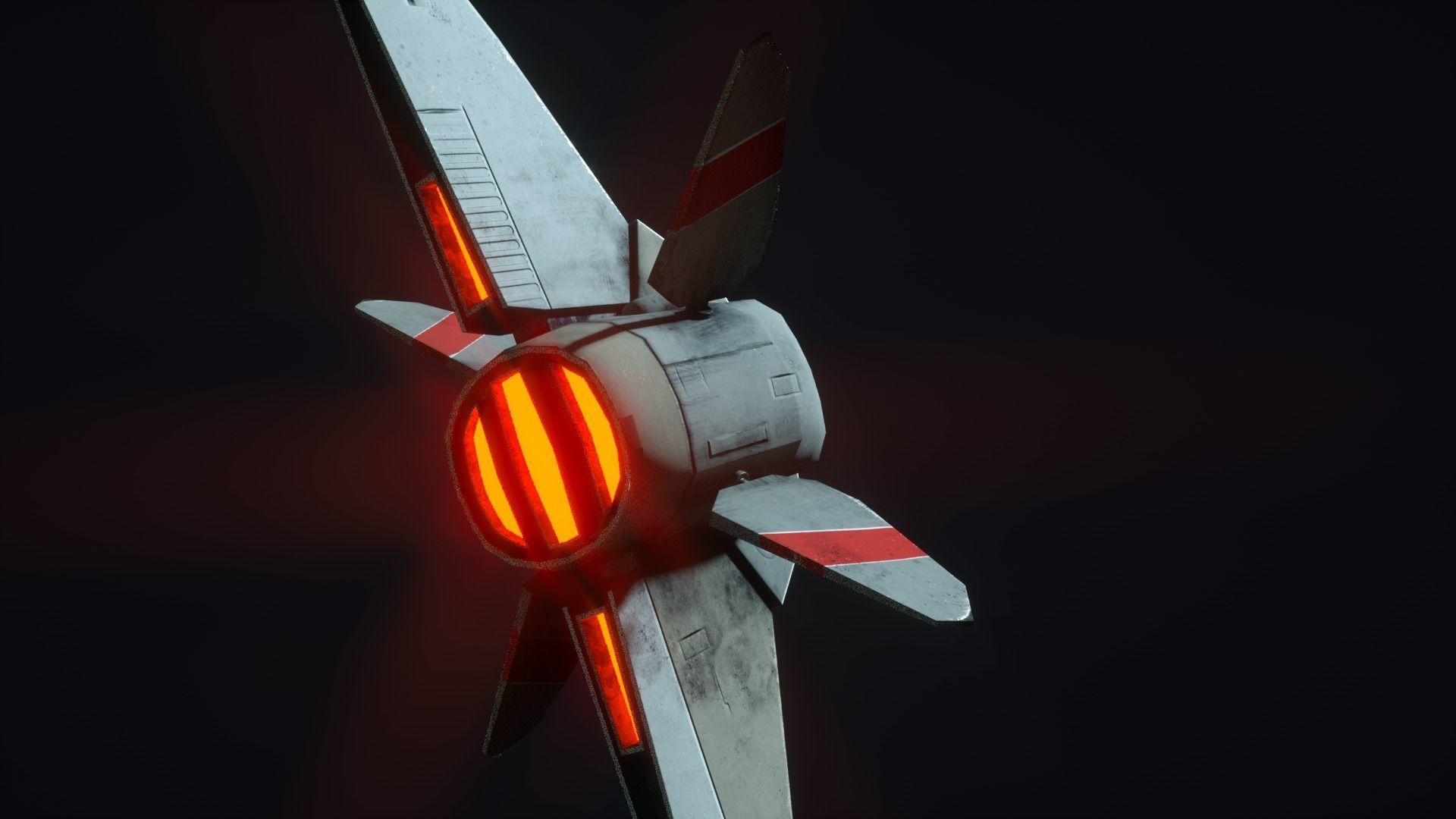 Starship S fighter jet in night sky Low-poly 3D model_3
