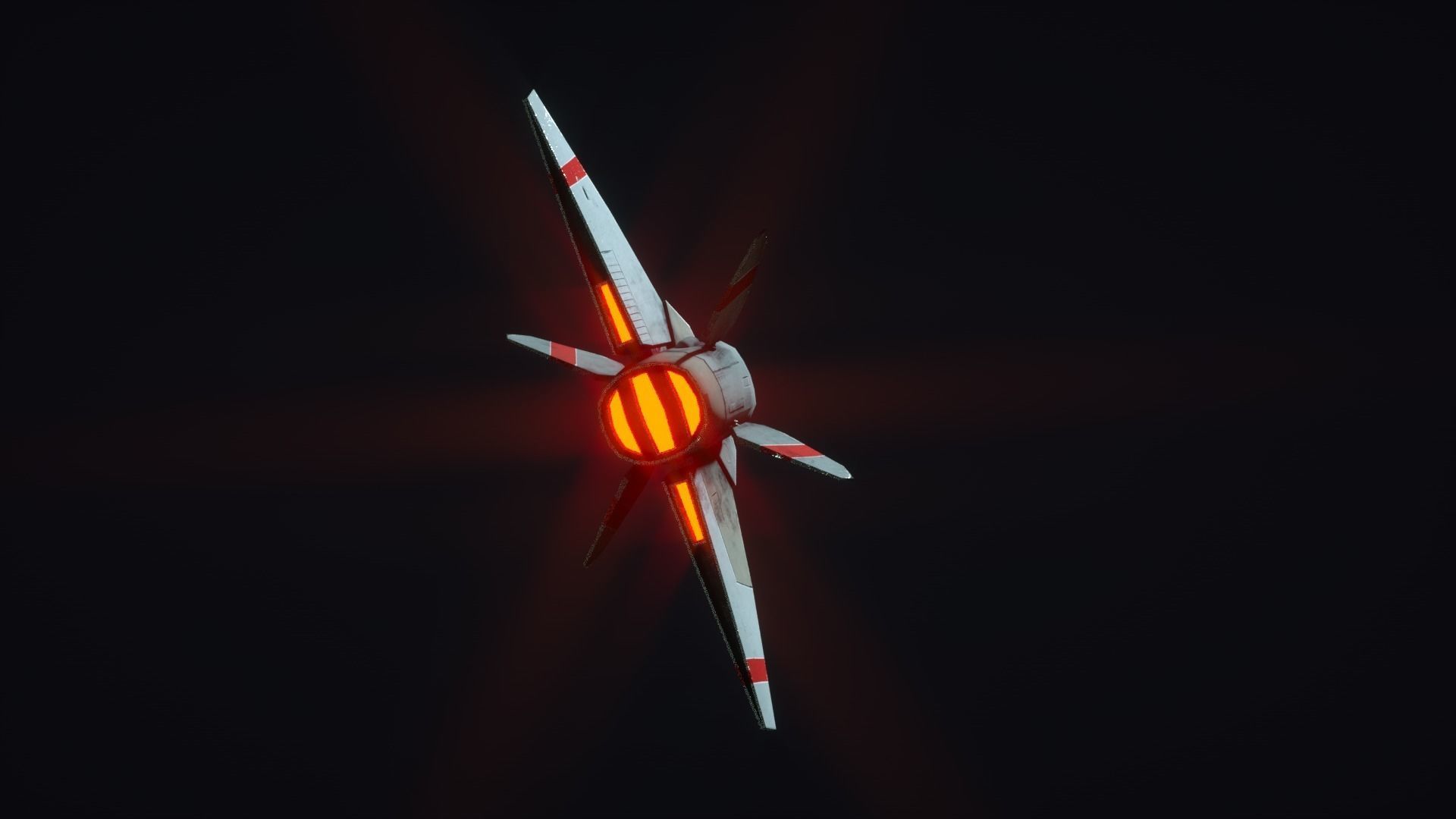 Starship S fighter jet in night sky Low-poly 3D model_2