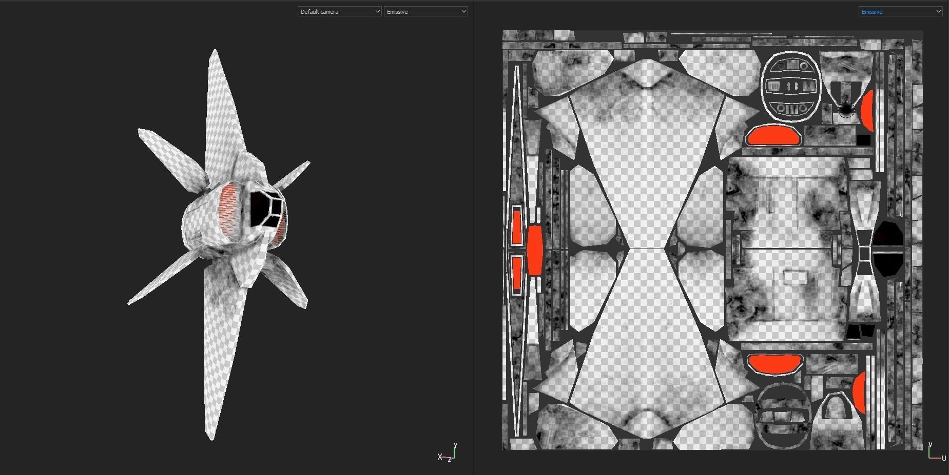 Starship S fighter jet in night sky Low-poly 3D model_21